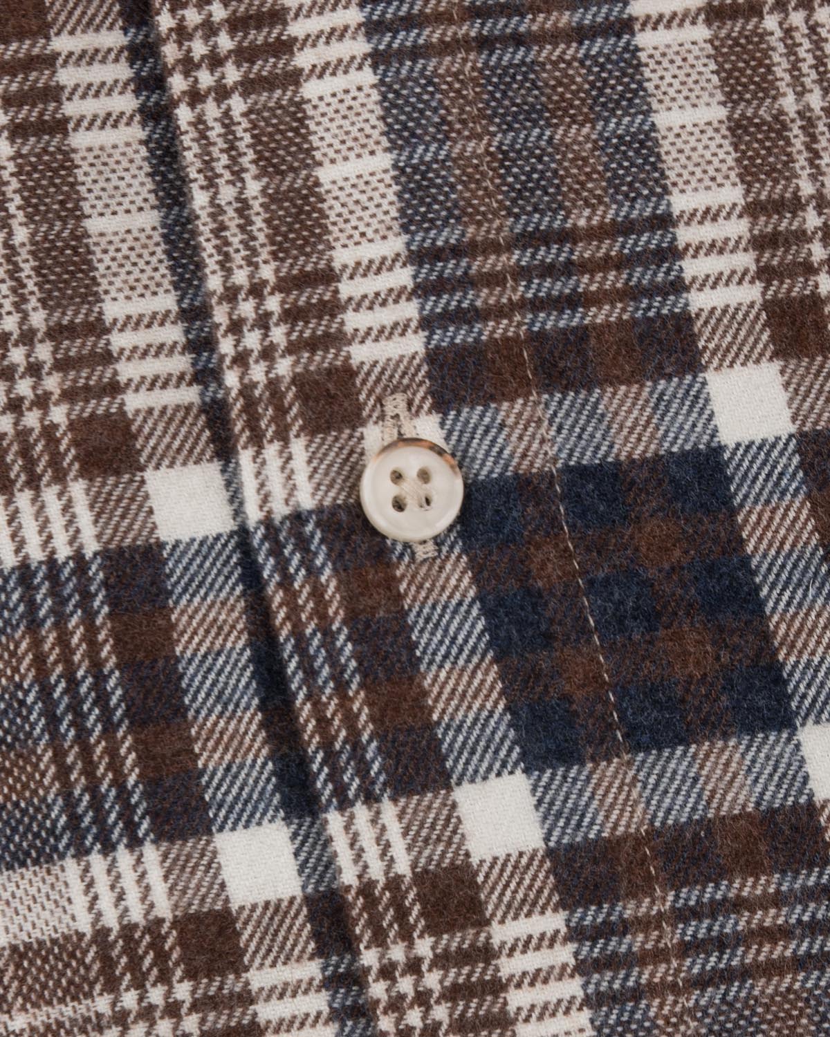 Dark brown checked flannel shirt regular fit