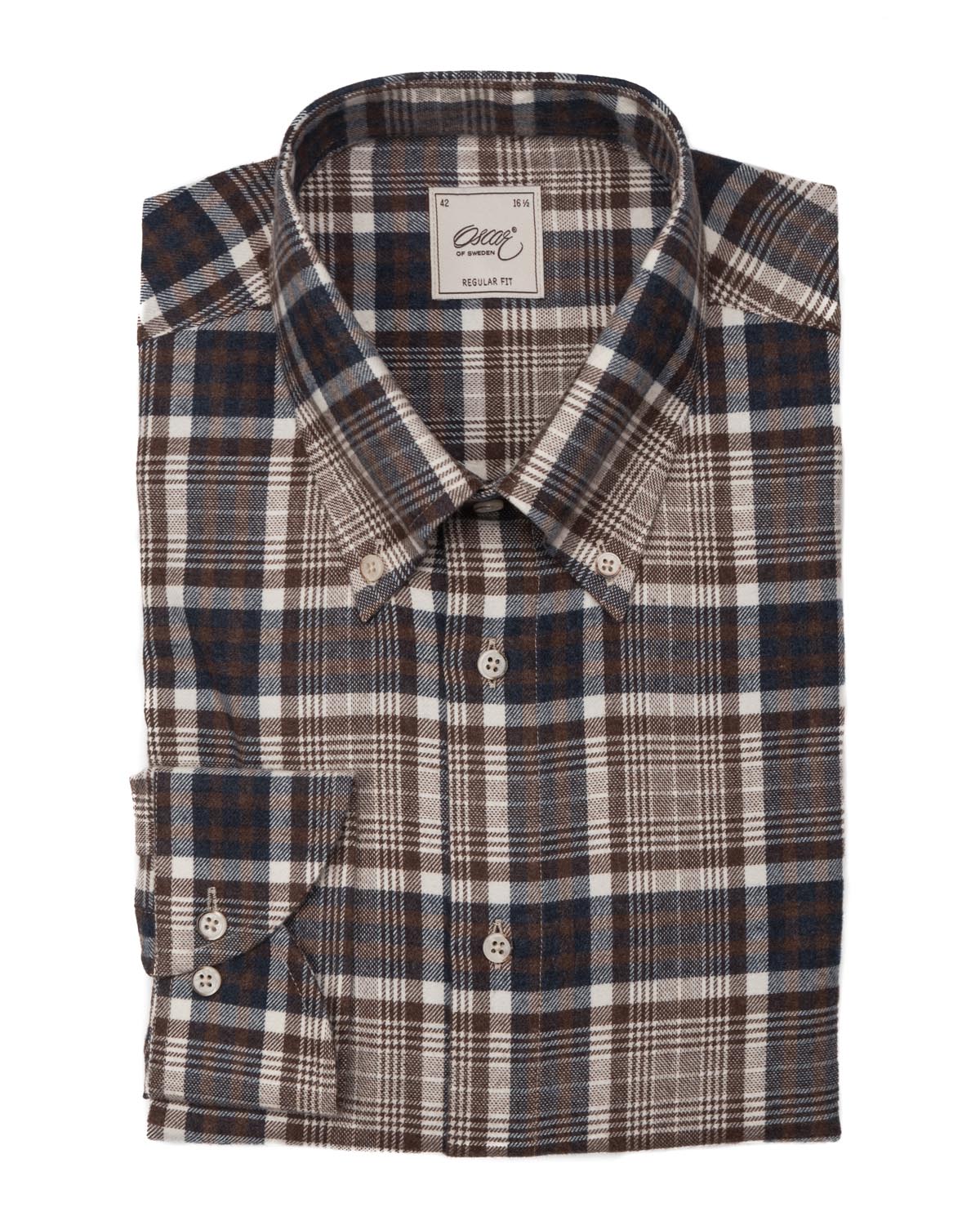 Dark brown checked flannel shirt regular fit