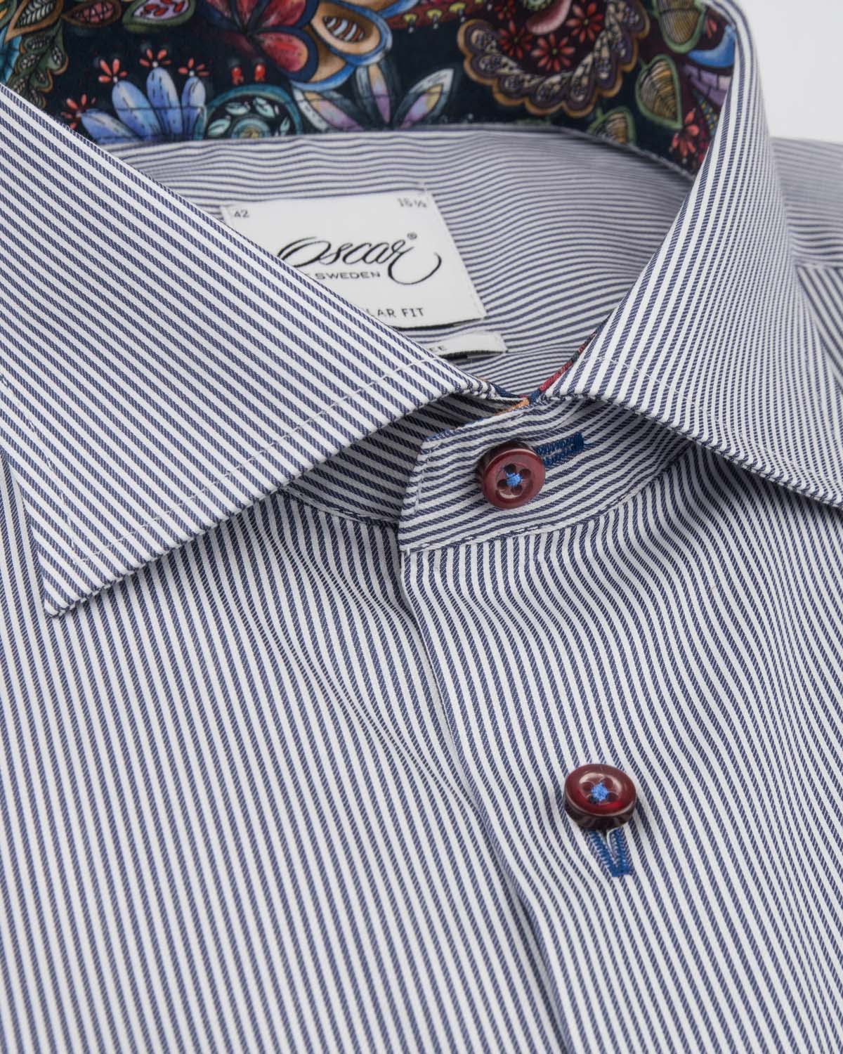 Indigo blue striped shirt regular fit with contrast details