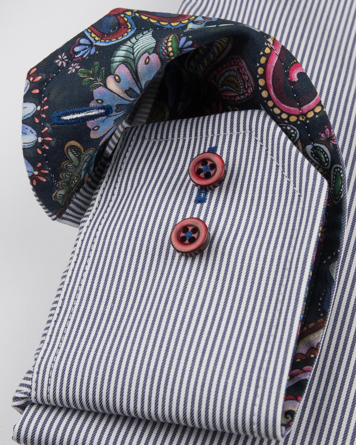 Indigo blue striped shirt regular fit with contrast details