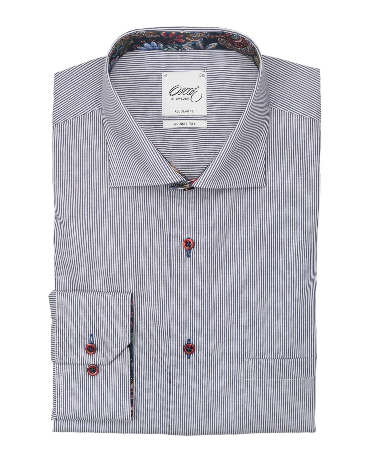 Indigo blue striped shirt regular fit with contrast details