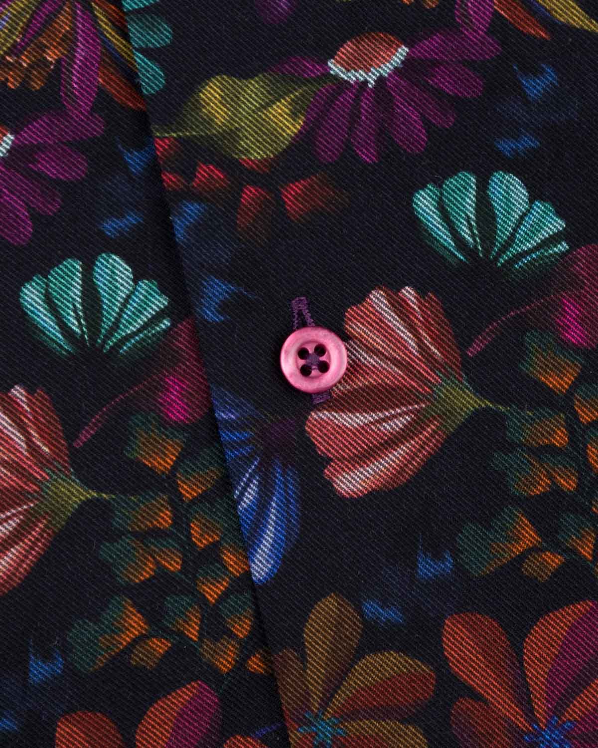 Indigoblå blommig skjorta regular fit