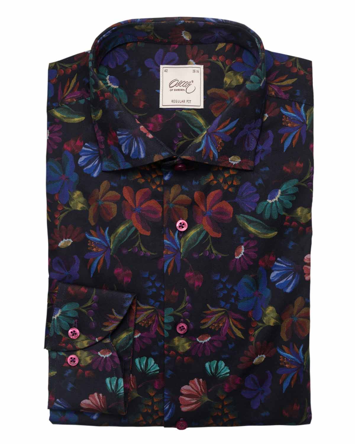 Indigoblå blommig skjorta regular fit