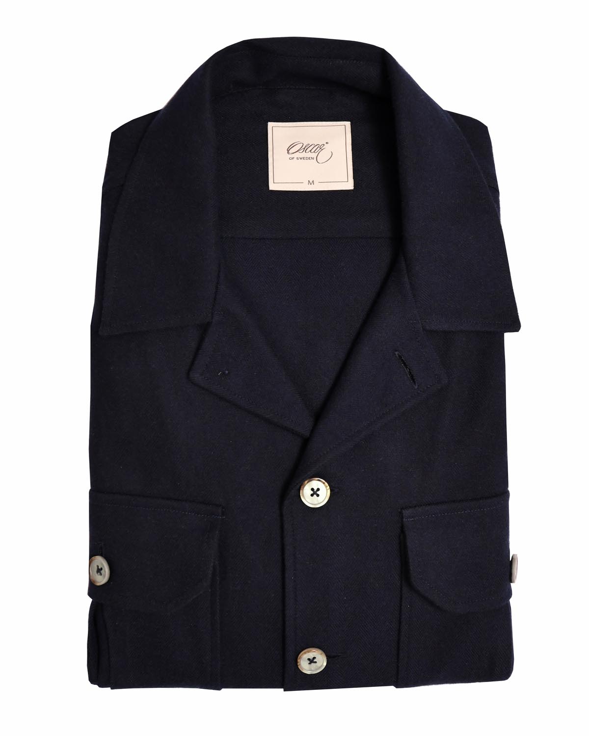 Indigo blue herringbone overshirt