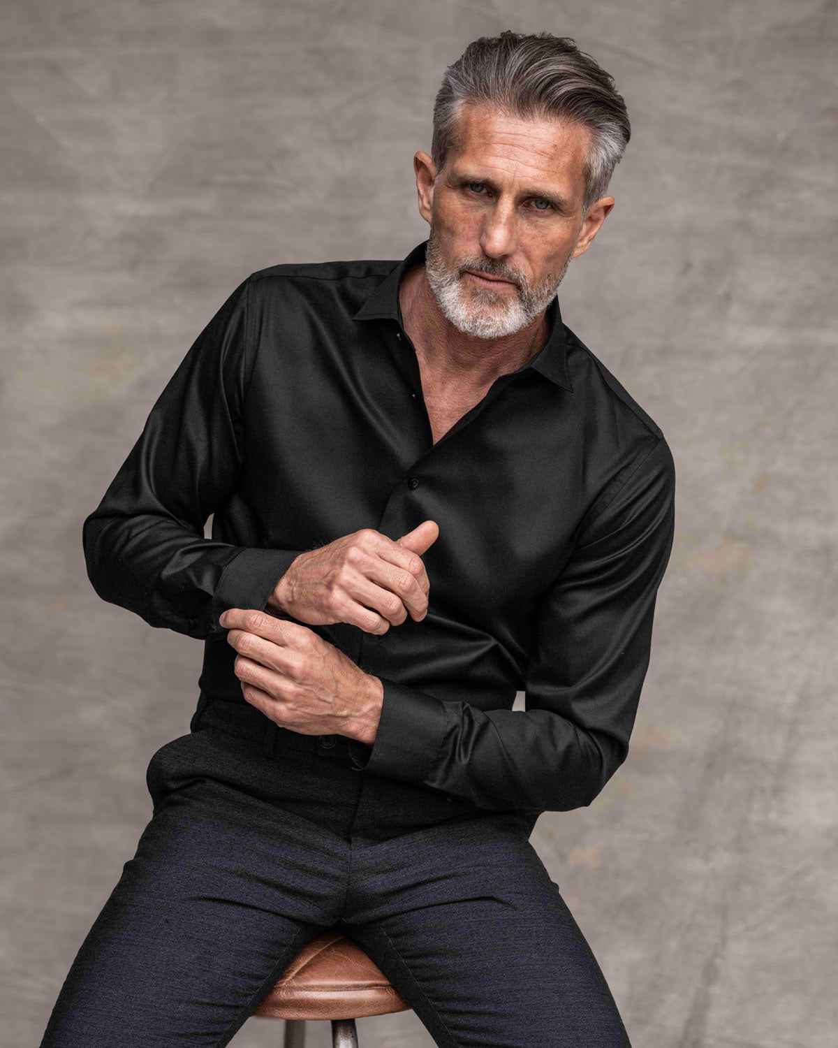 Svart wrinkle free skjorta slim fit