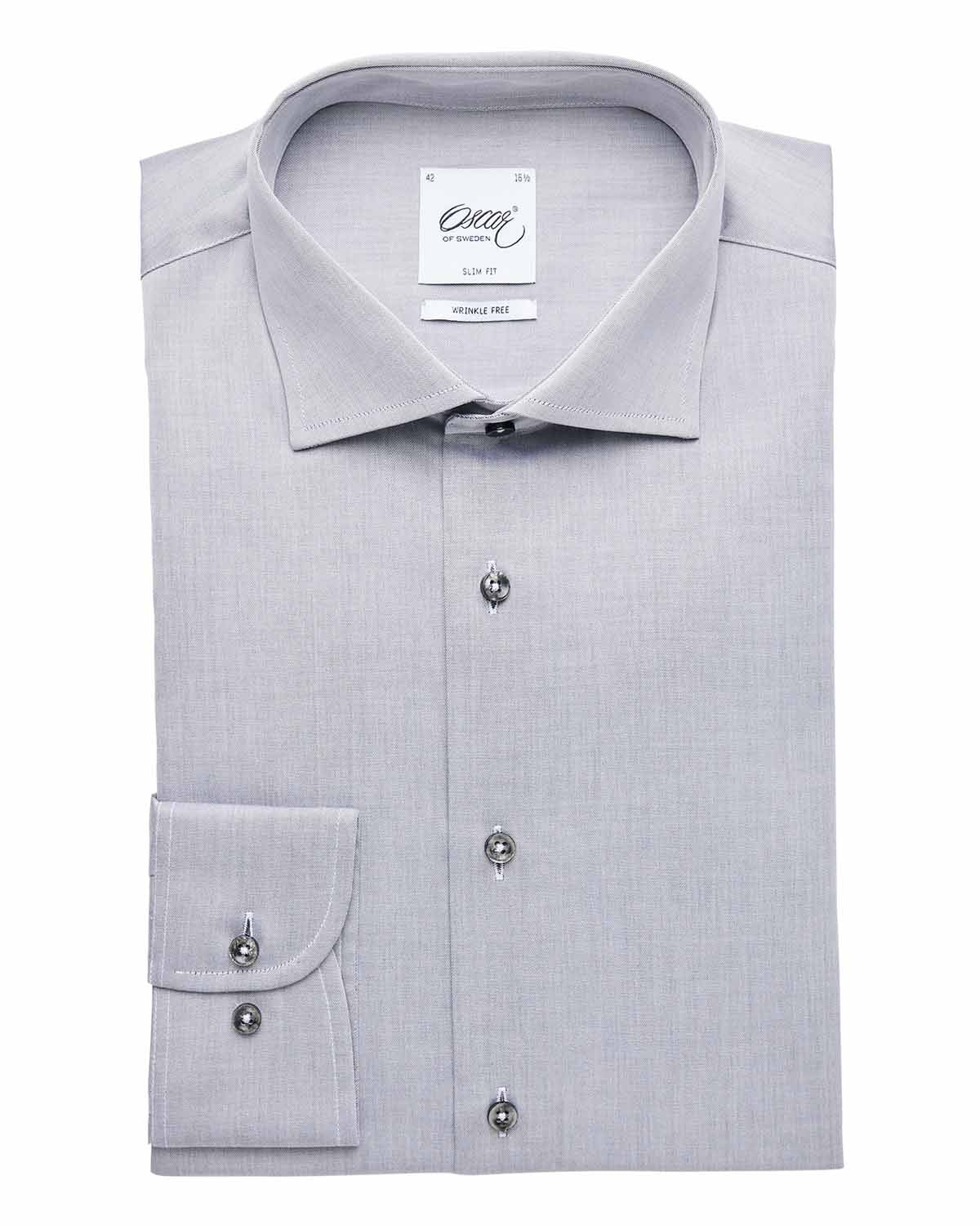 Ljusgrå skjorta wrinkle free slim fit