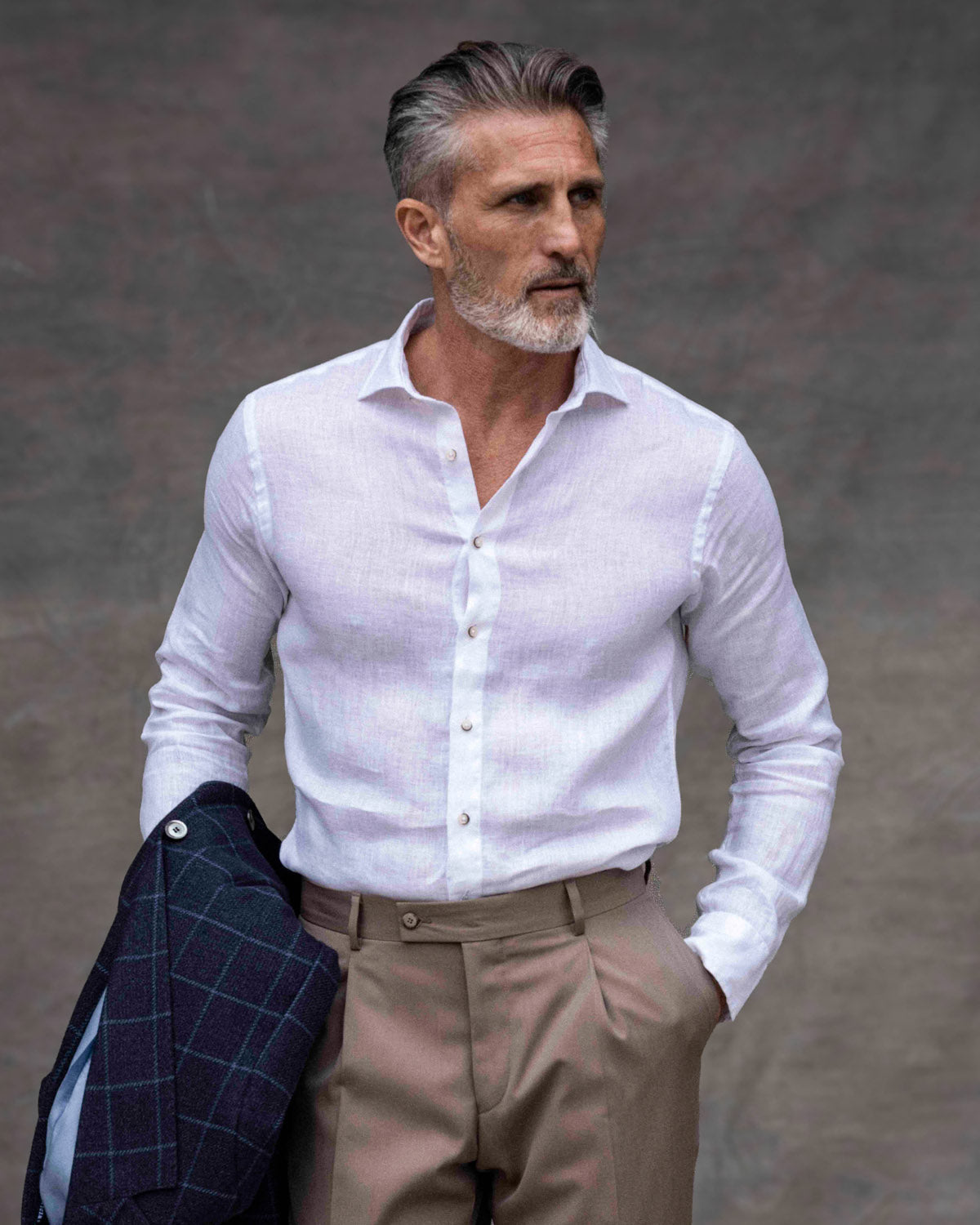 White slim fit linen shirt