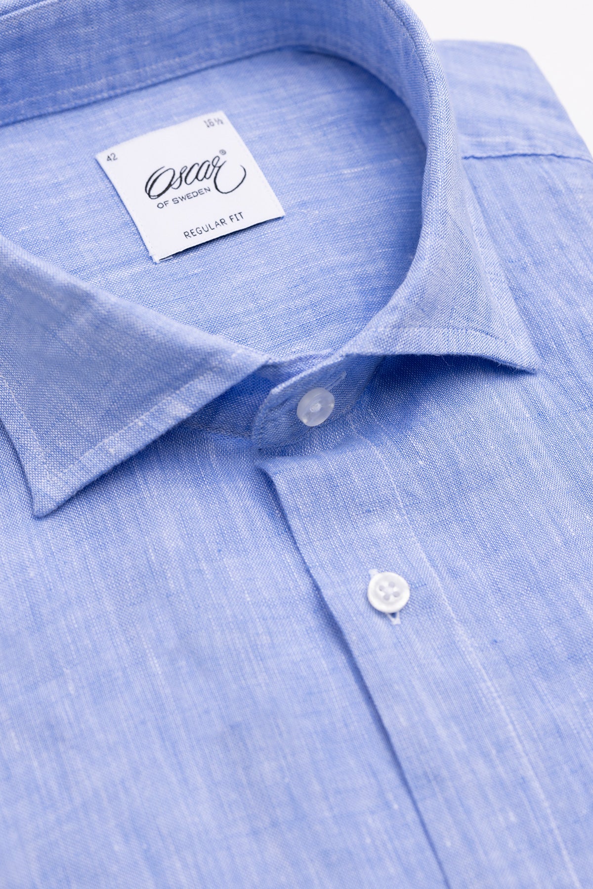 Light blue short sleeve regular fit linen shirt