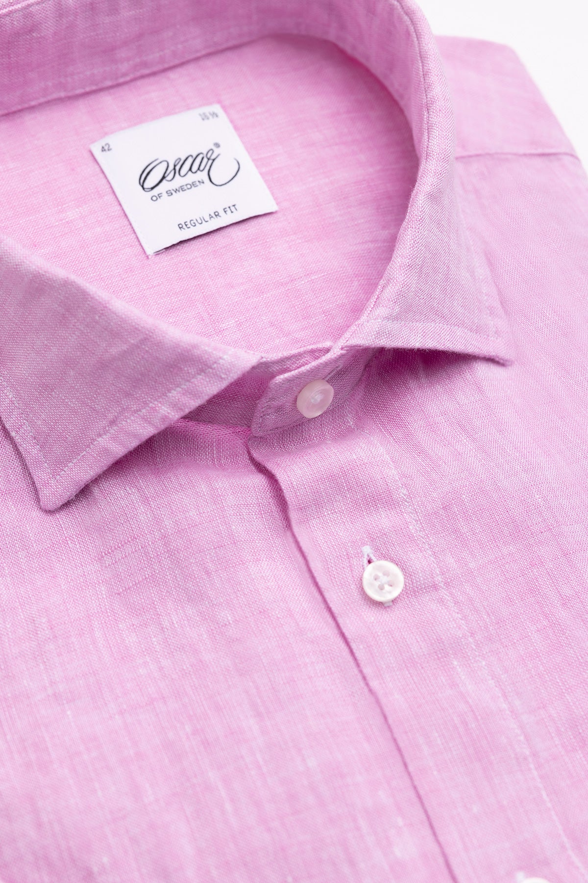 Pink short sleeve regular fit linen shirt