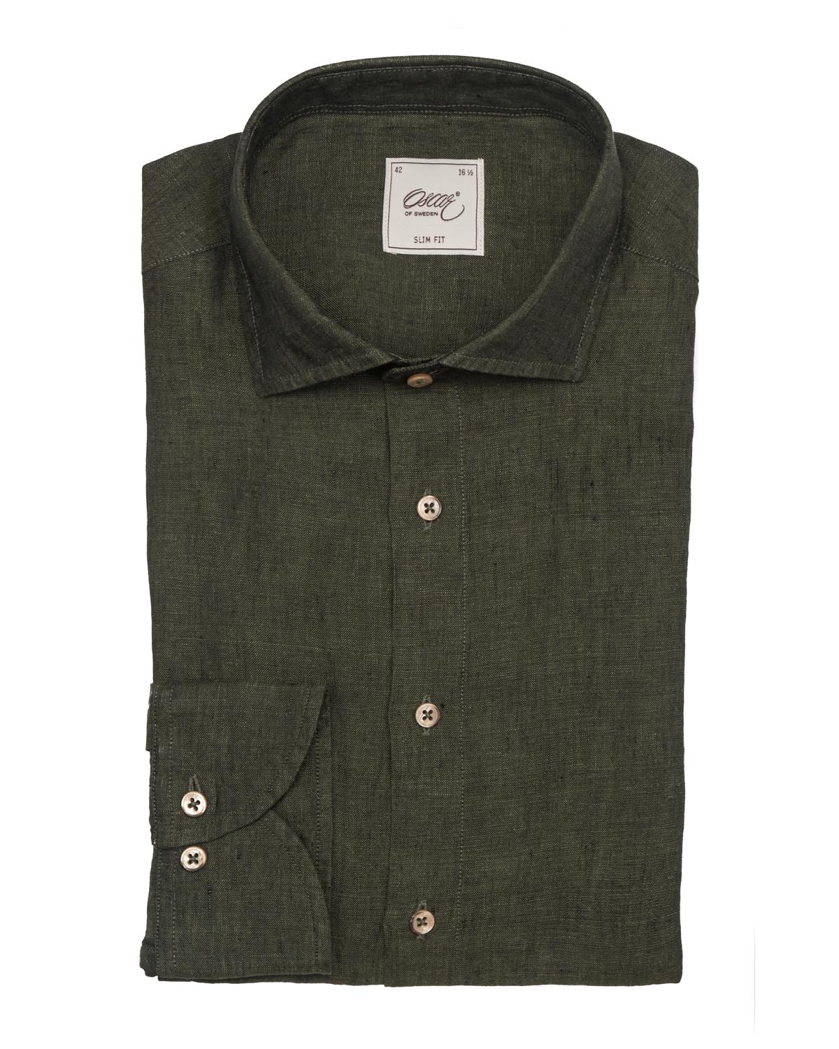 Moss green linen shirt regular fit | Oscar of Sweden Moss green linen shirt regular fit | Oscar of Sweden
