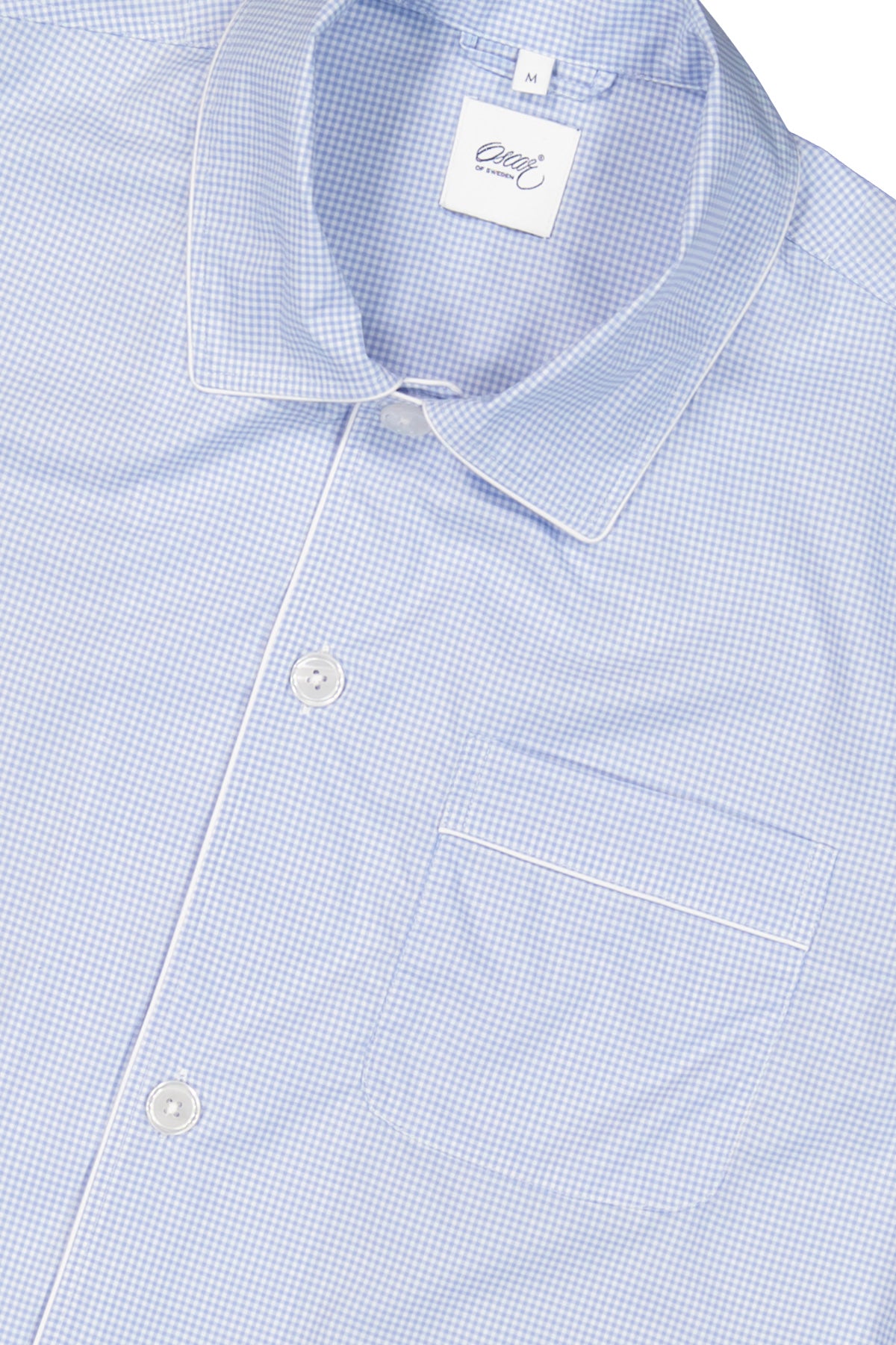 Light blue checked pyjama shirt