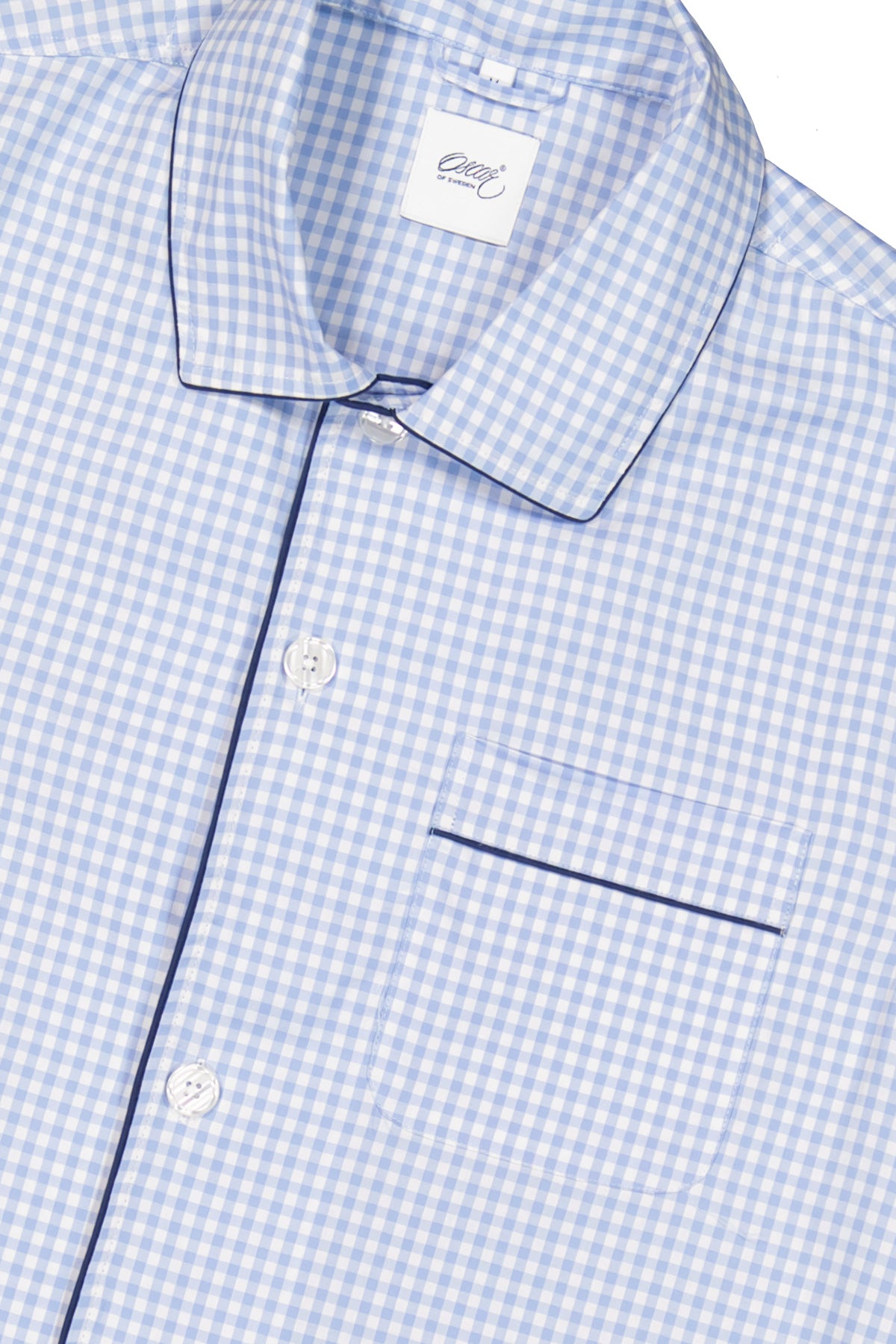 Light blue checked pyjama shirt