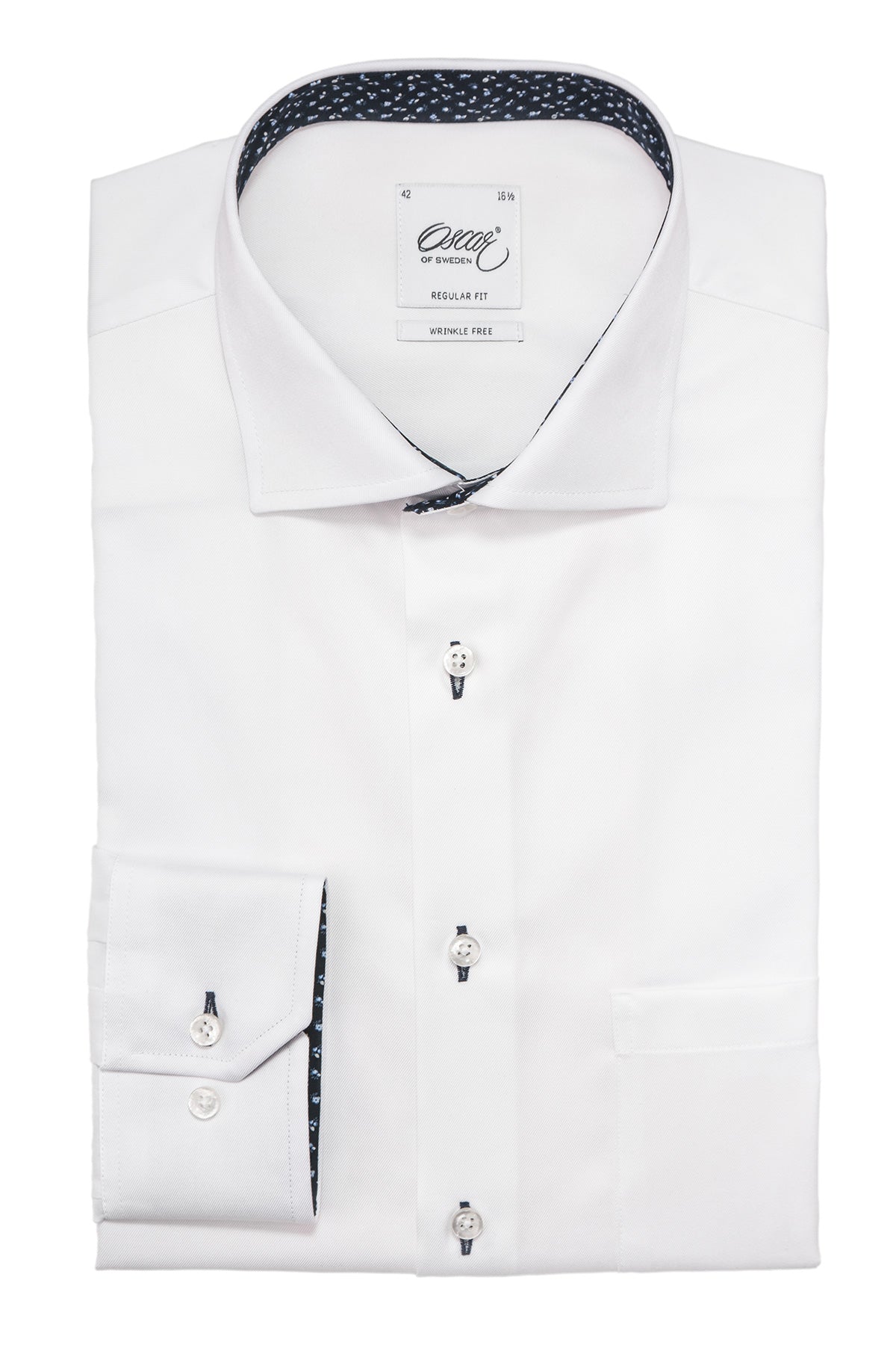 White regular fit extra long sleeves shirt with contrast details