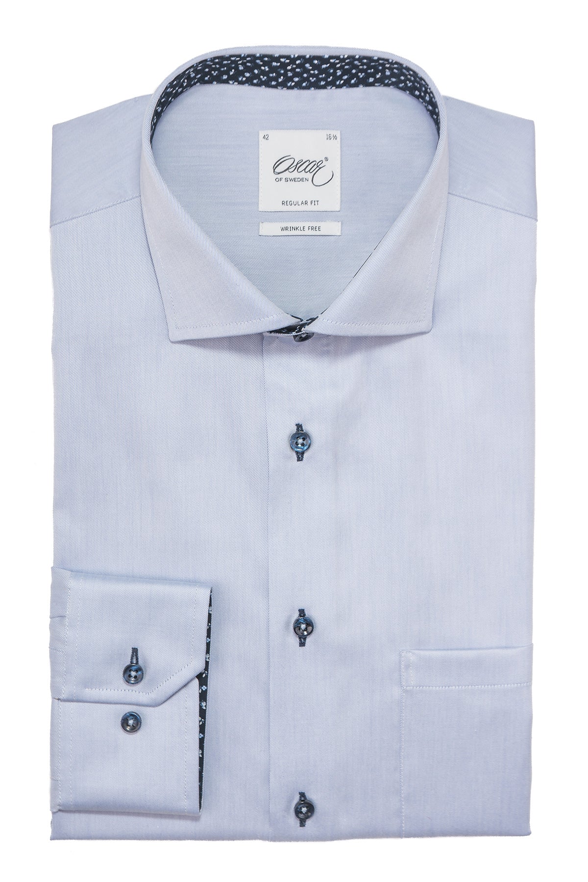 Light blue regular fit extra long sleeves shirt with contrast details