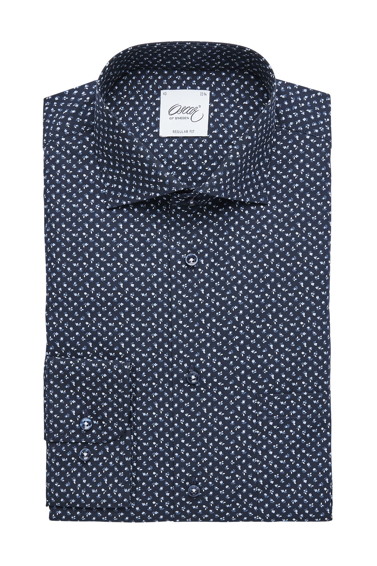 Blue flower printed slim fit shirt