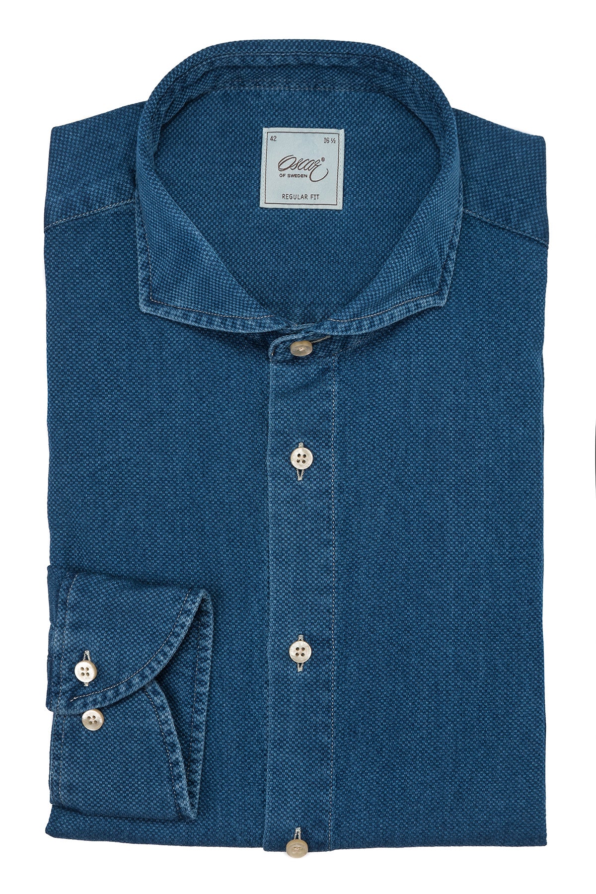 Blue denim jersey regular fit shirt