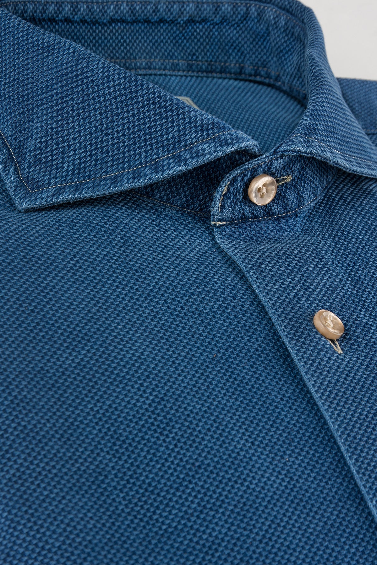 Blue denim jersey slim fit shirt