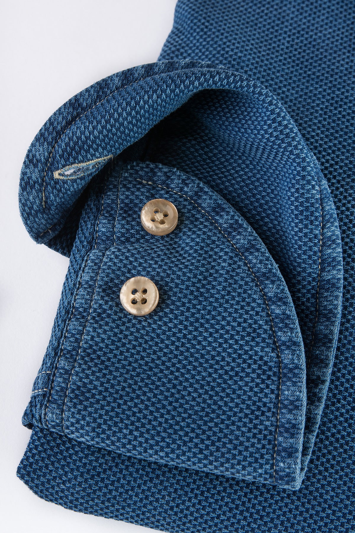 Blue denim jersey slim fit shirt
