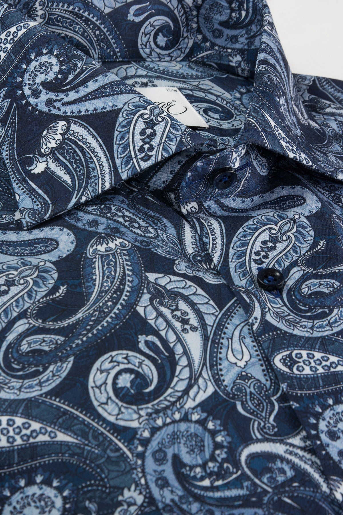 Blue paisley printed slim fit shirt