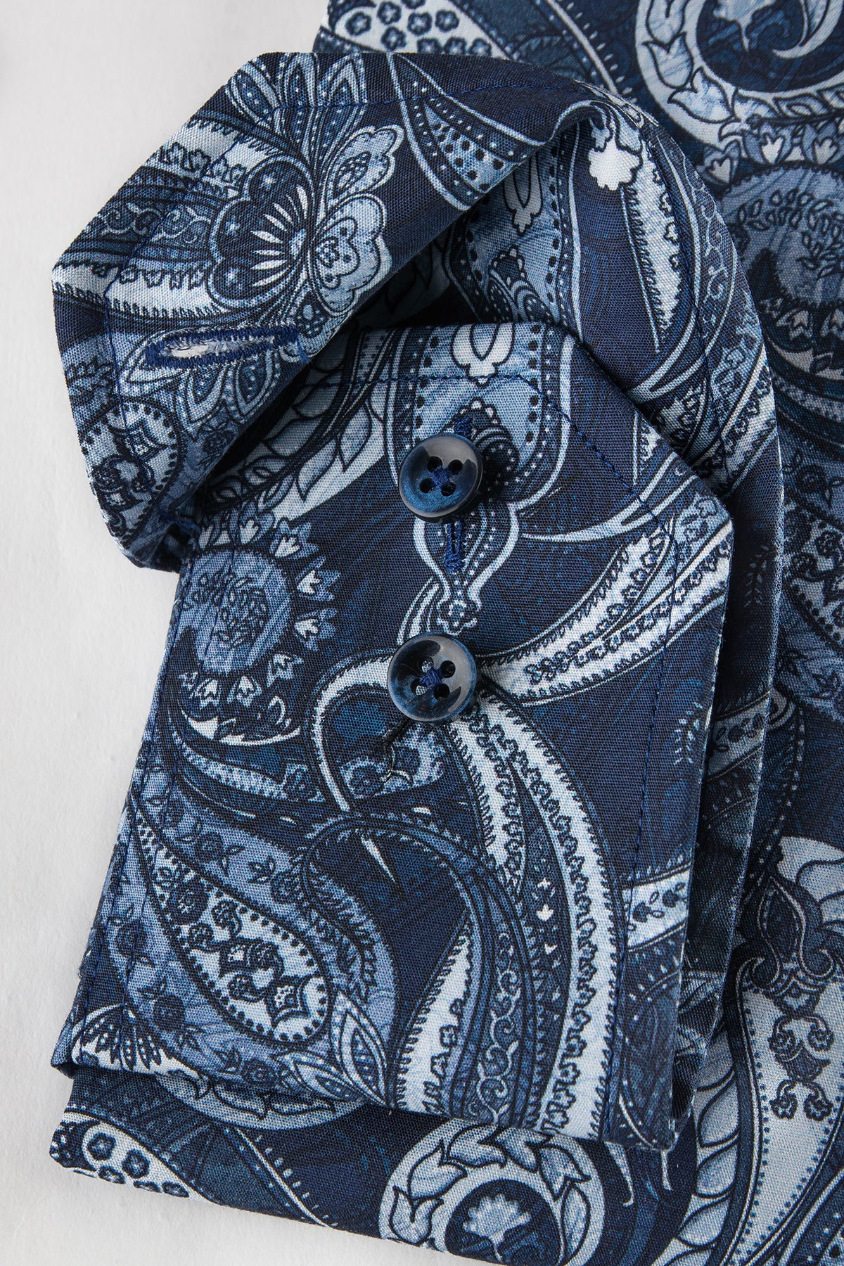 Blue paisley printed slim fit shirt
