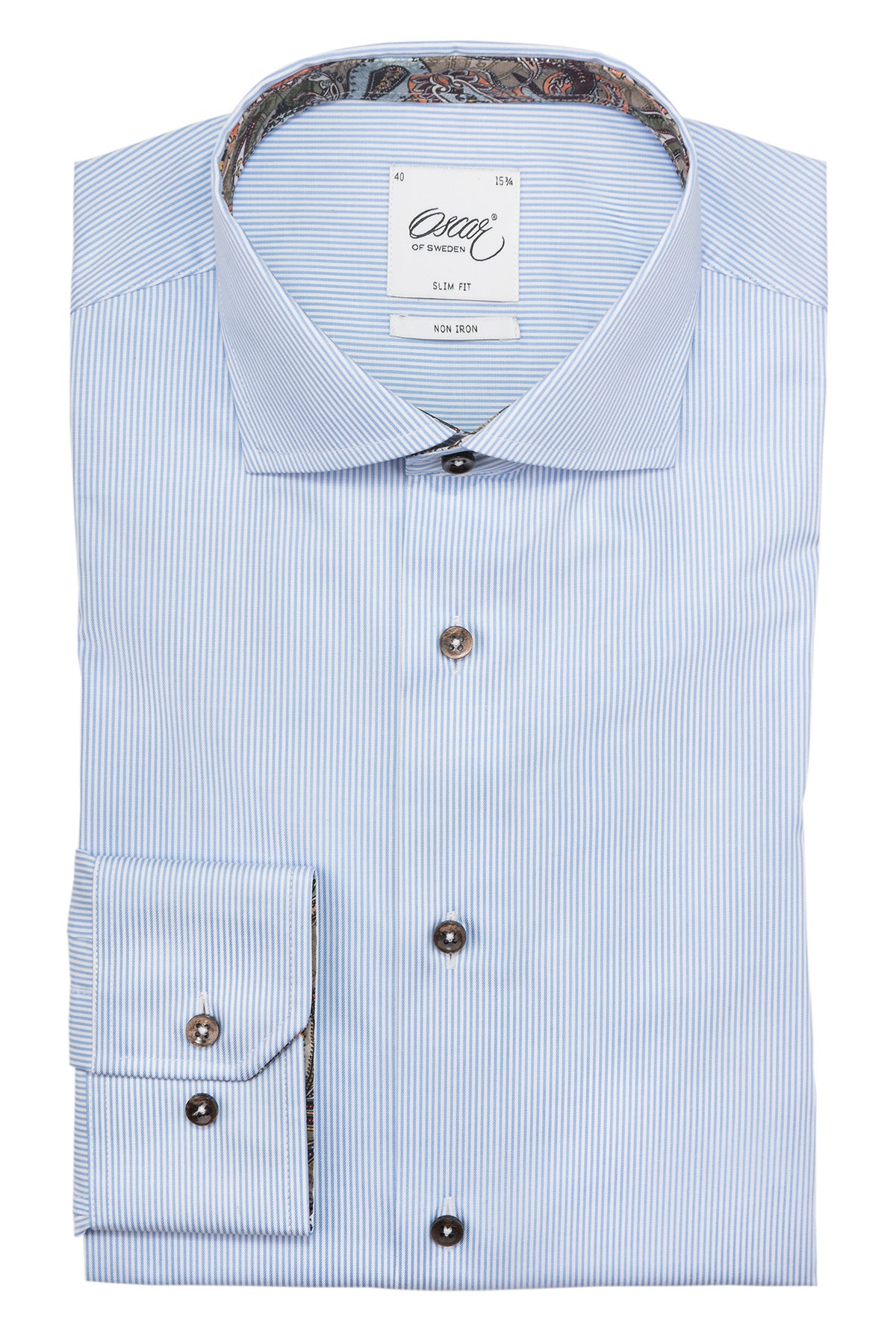 Light blue striped slim fit shirt with contrast details
