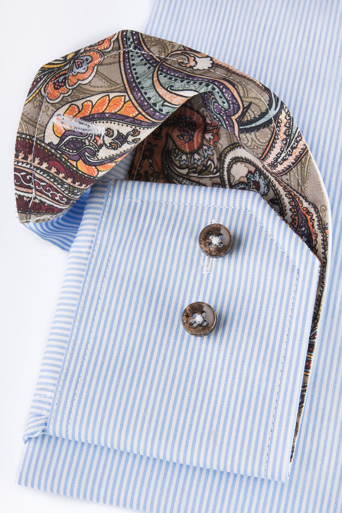 Light blue striped slim fit shirt with contrast details