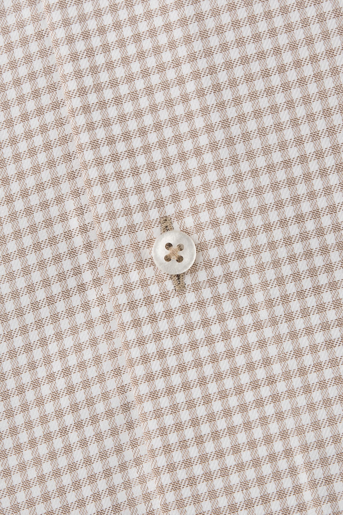 Beige checked slim fit shirt with contrast details