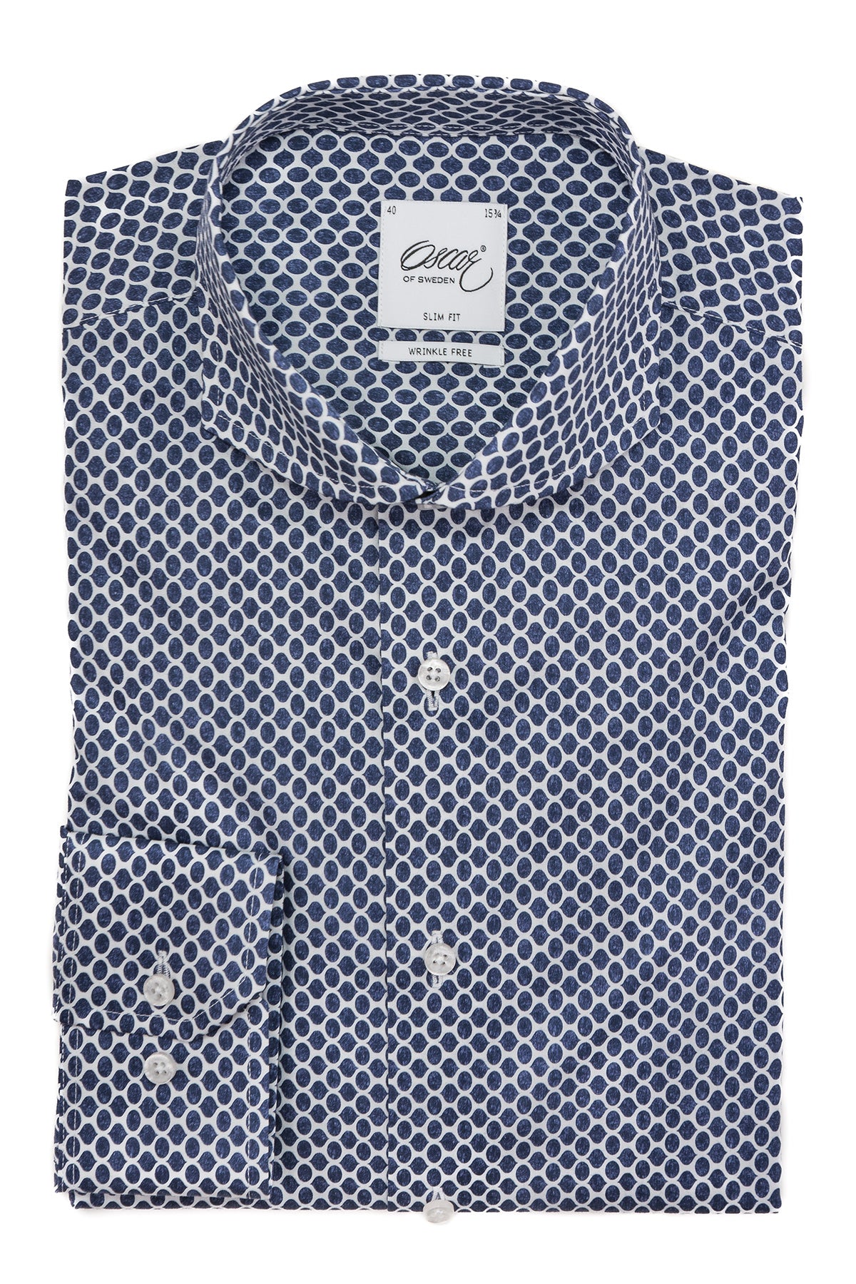 Marinblå mönstrad skjorta slim fit
