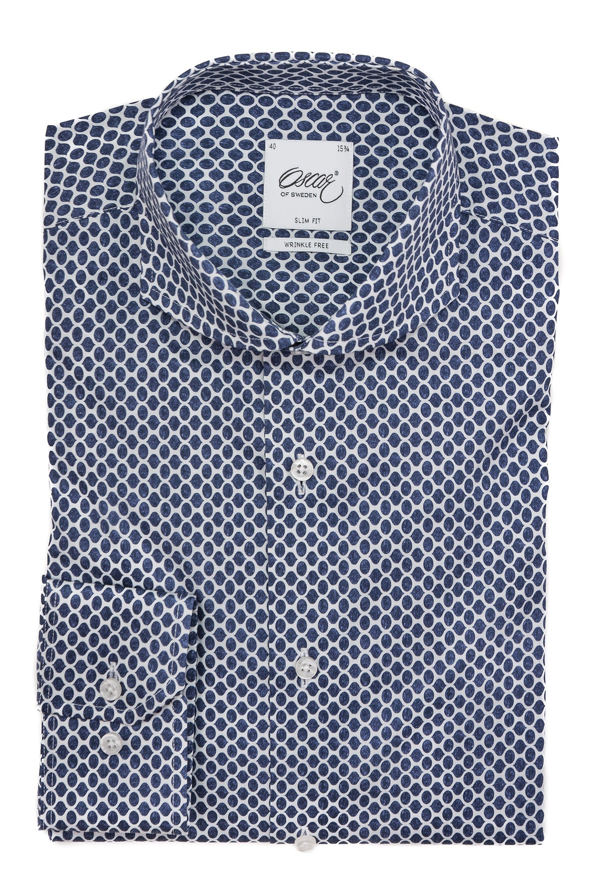 Navy blue printed slim fit shirt