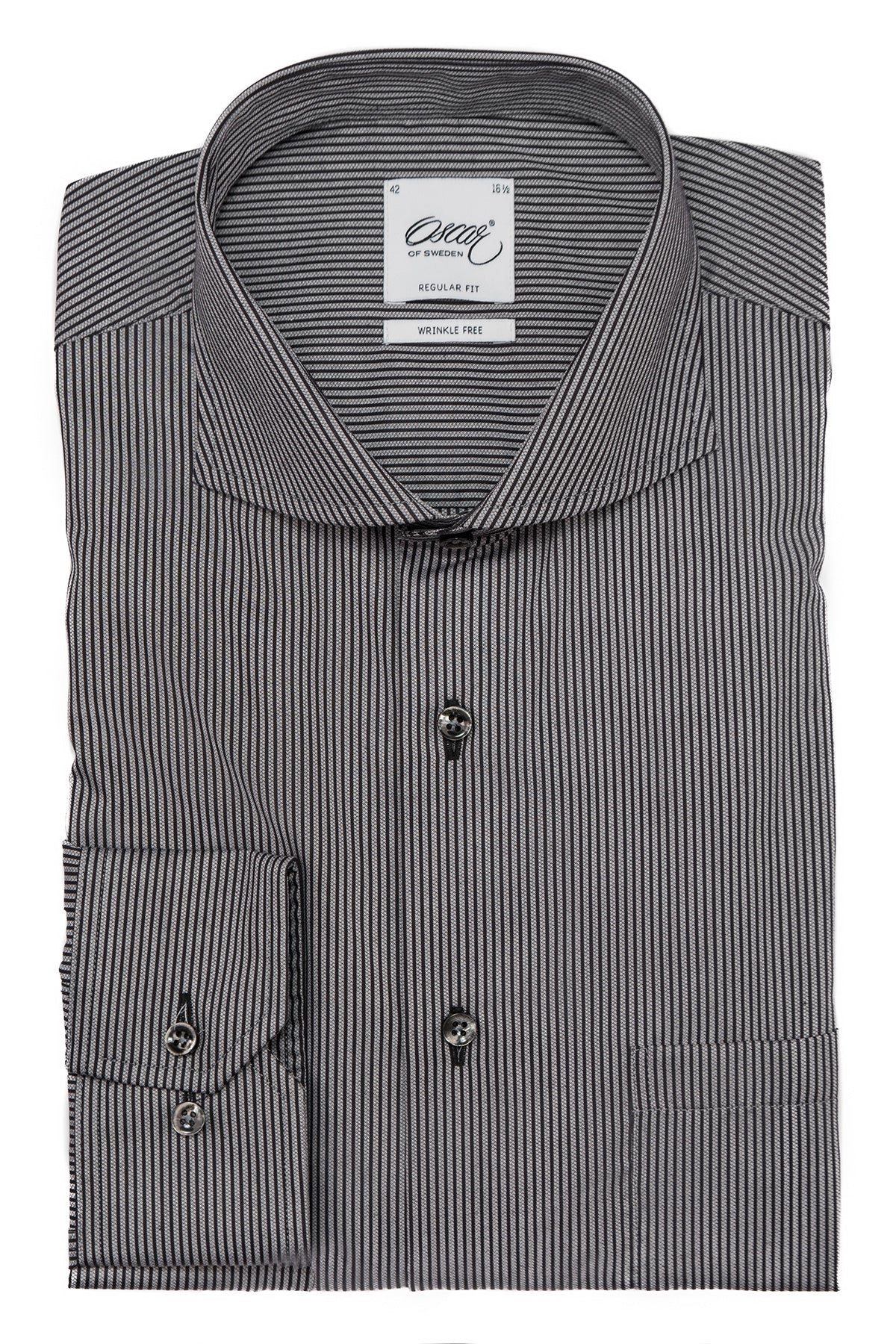 Grey striped regular fit shirt