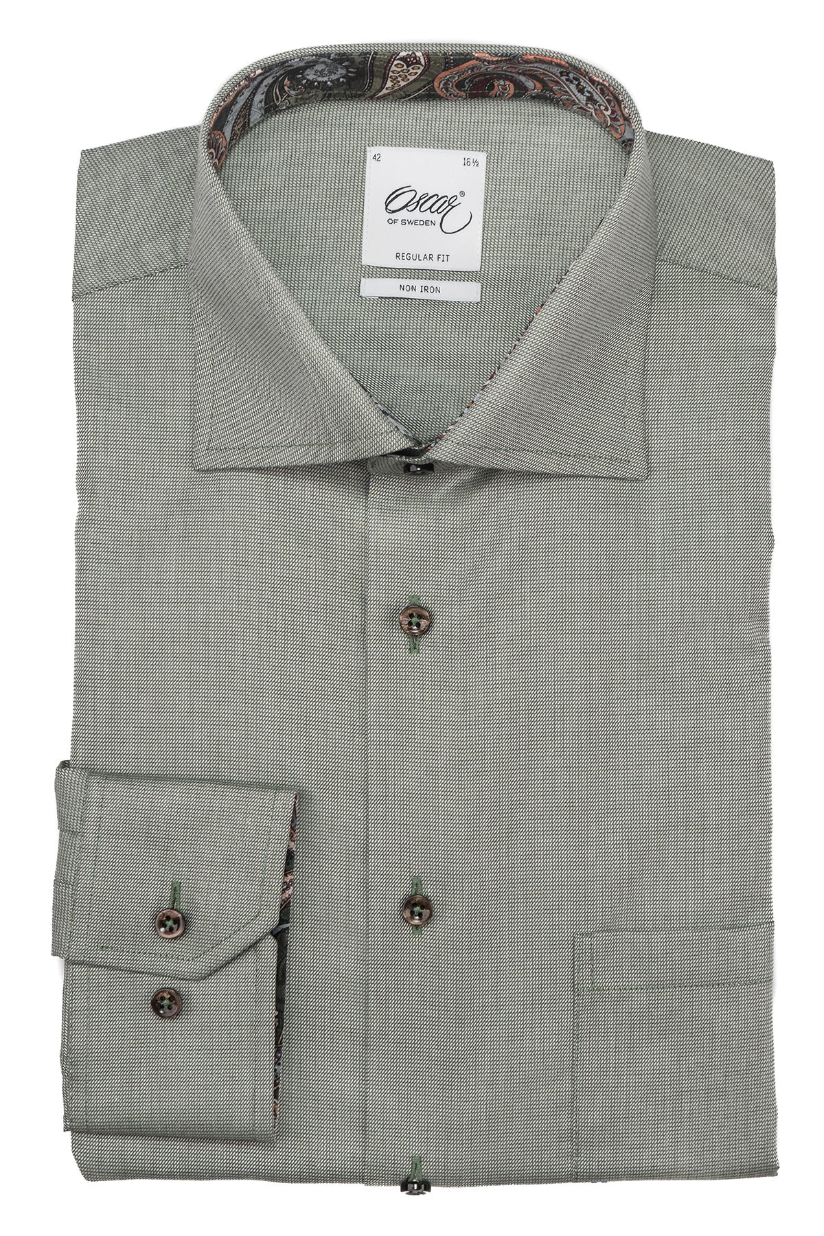 Green regular fit shirt with contrast details