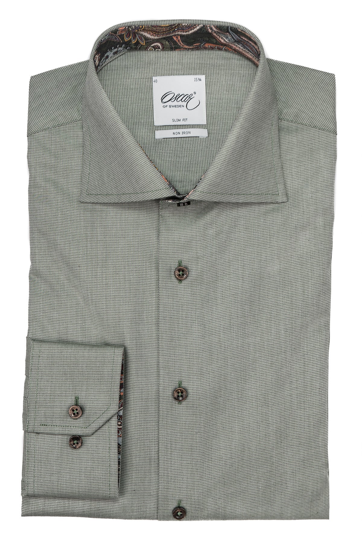 Green slim fit shirt with contrast details