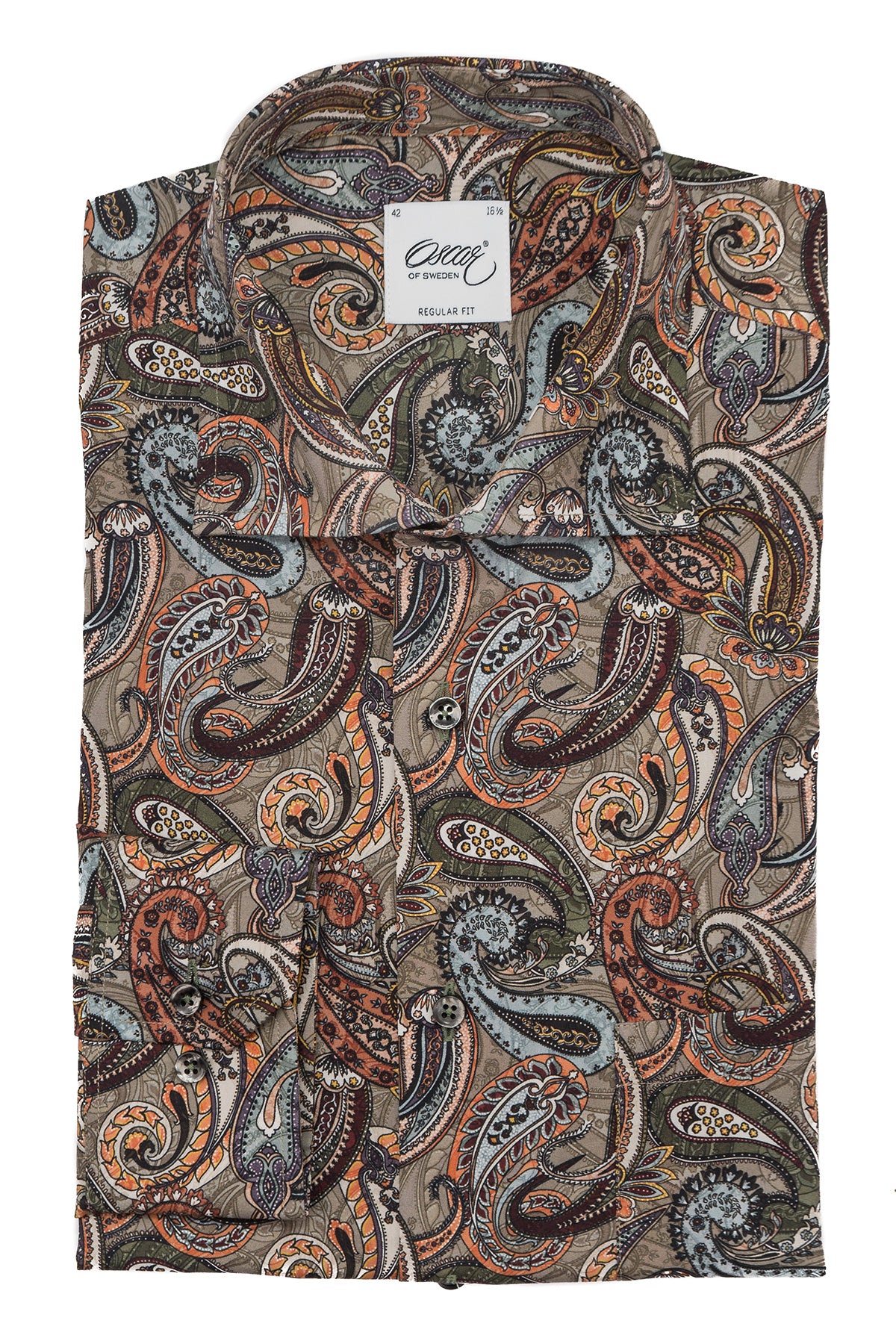 Brown paisley printed regular fit shirt
