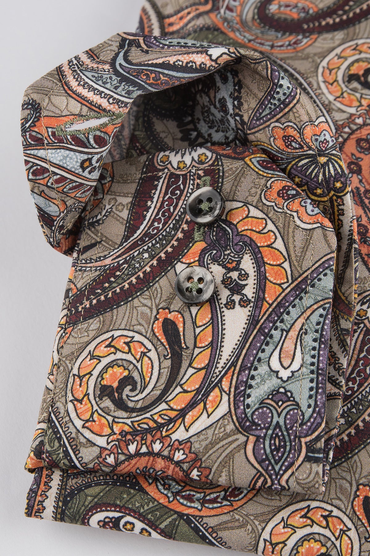 Brown paisley printed regular fit shirt