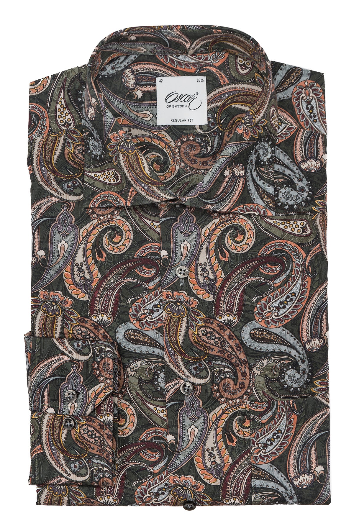 Green paisley printed regular fit shirt