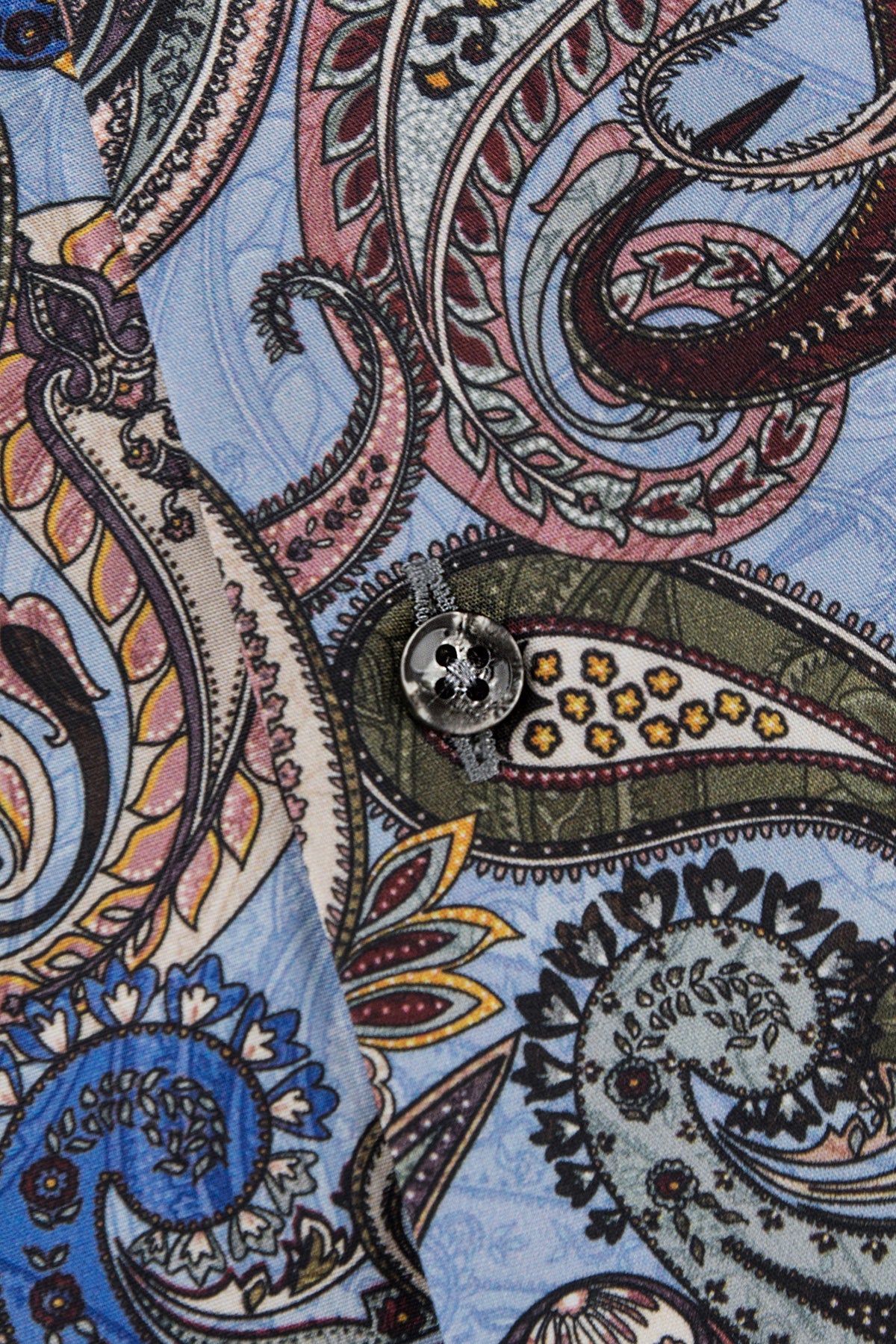 Light blue paisley printed slim fit shirt