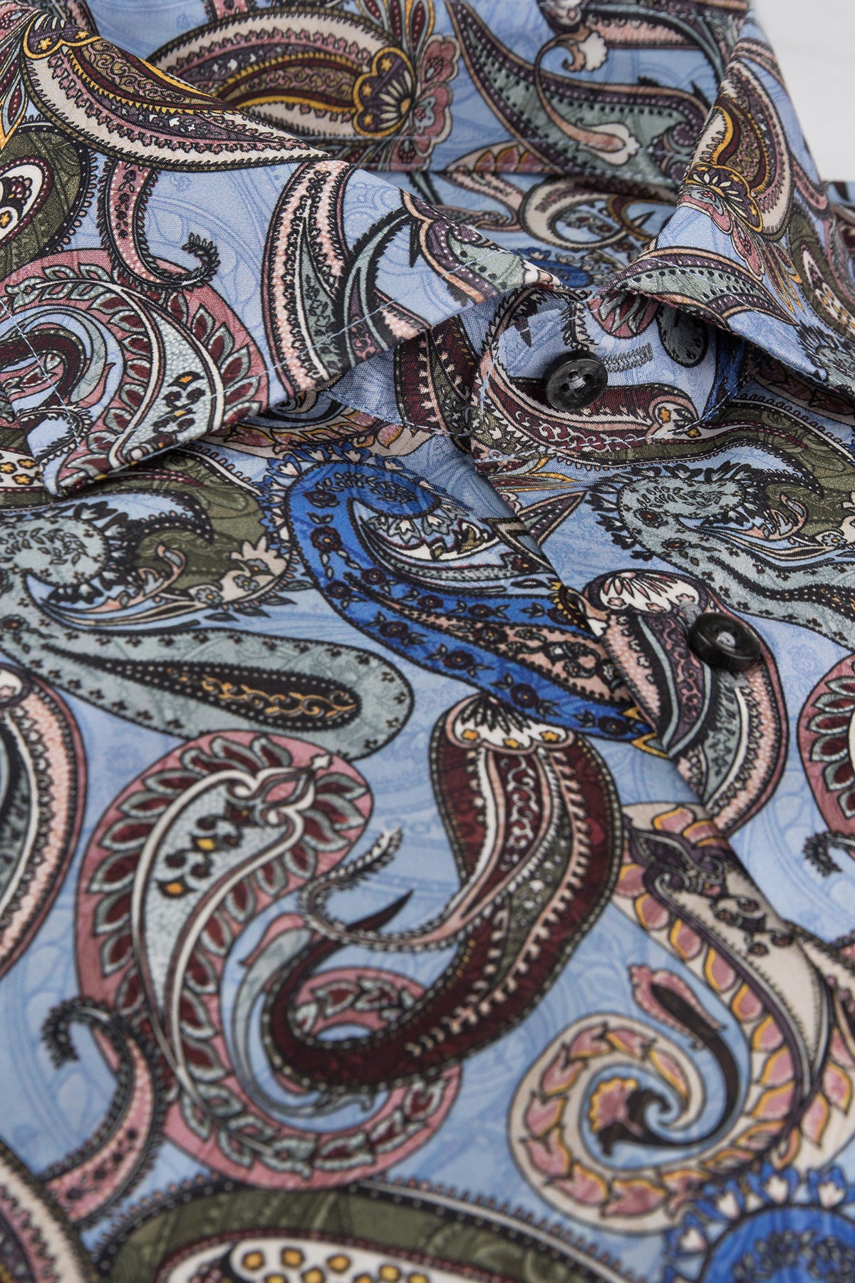 Light blue paisley printed slim fit shirt