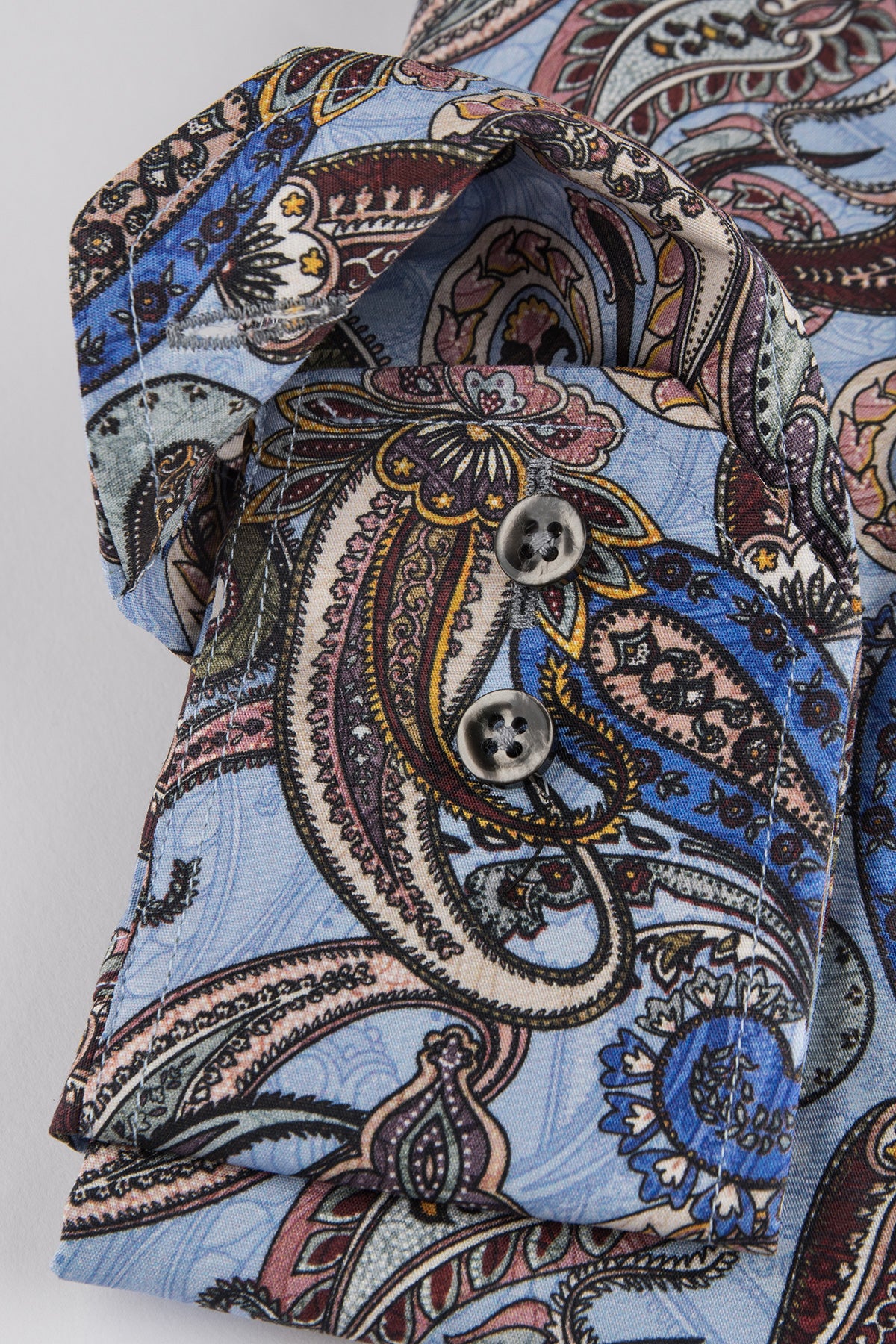Light blue paisley printed slim fit shirt