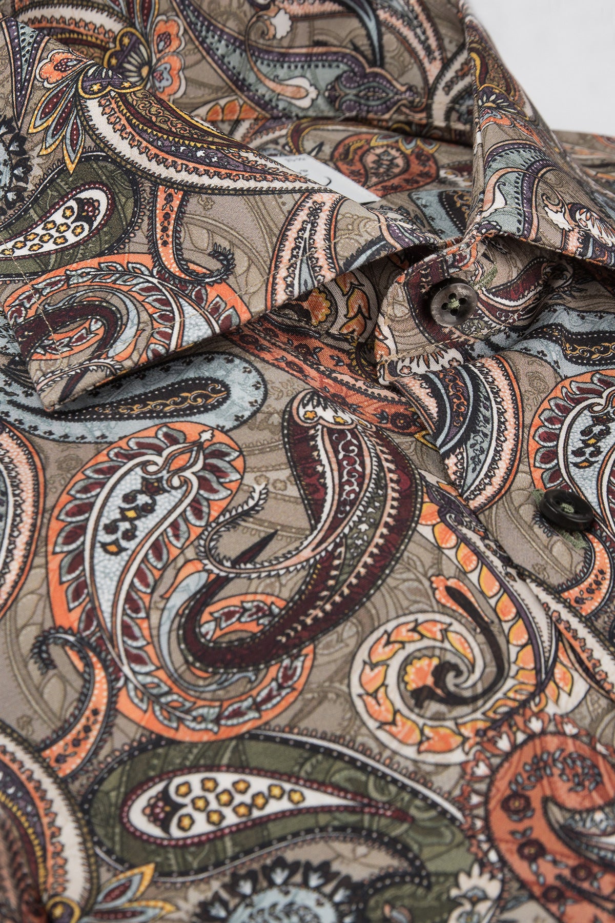 Brown paisley printed slim fit shirt