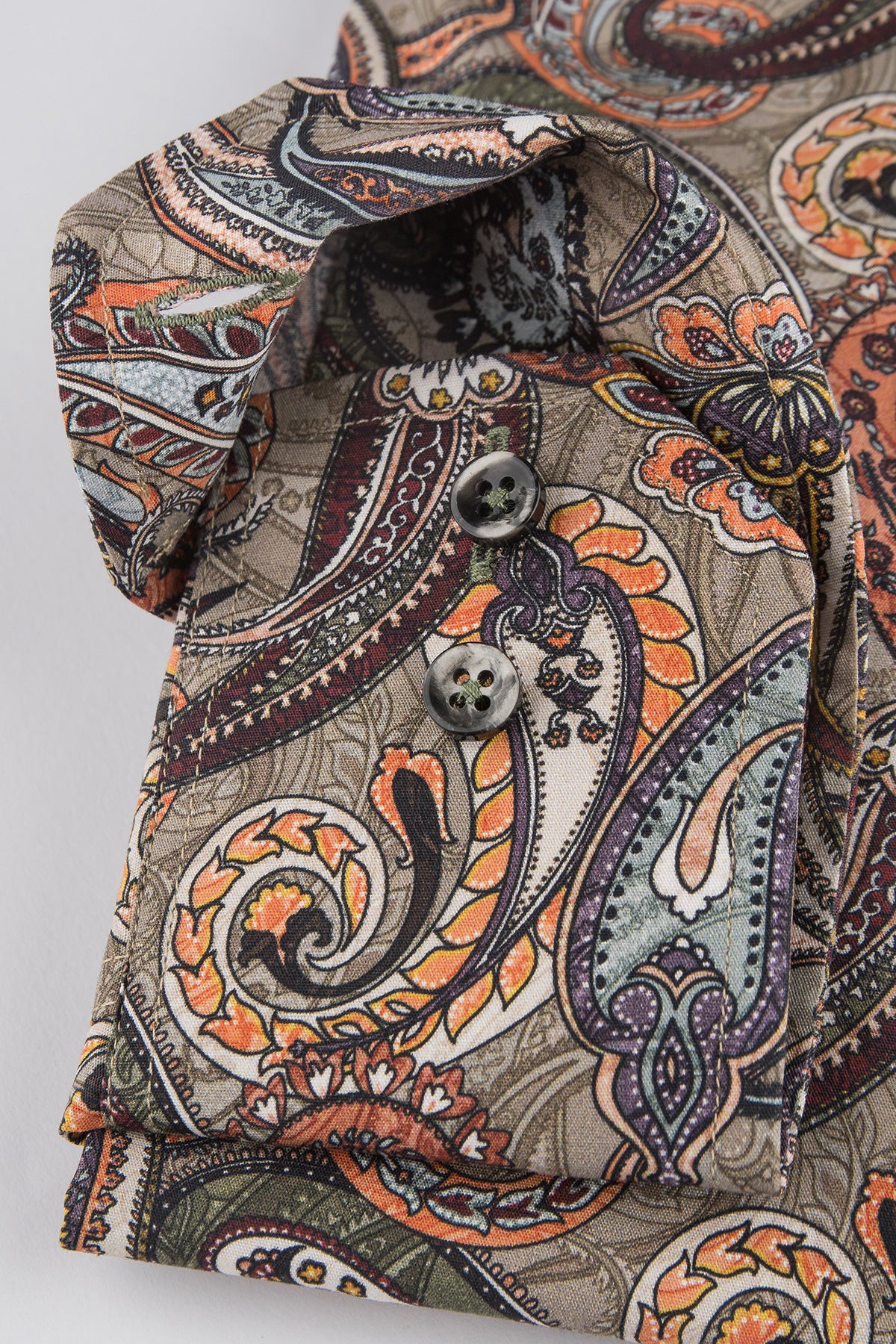 Brown paisley printed slim fit shirt