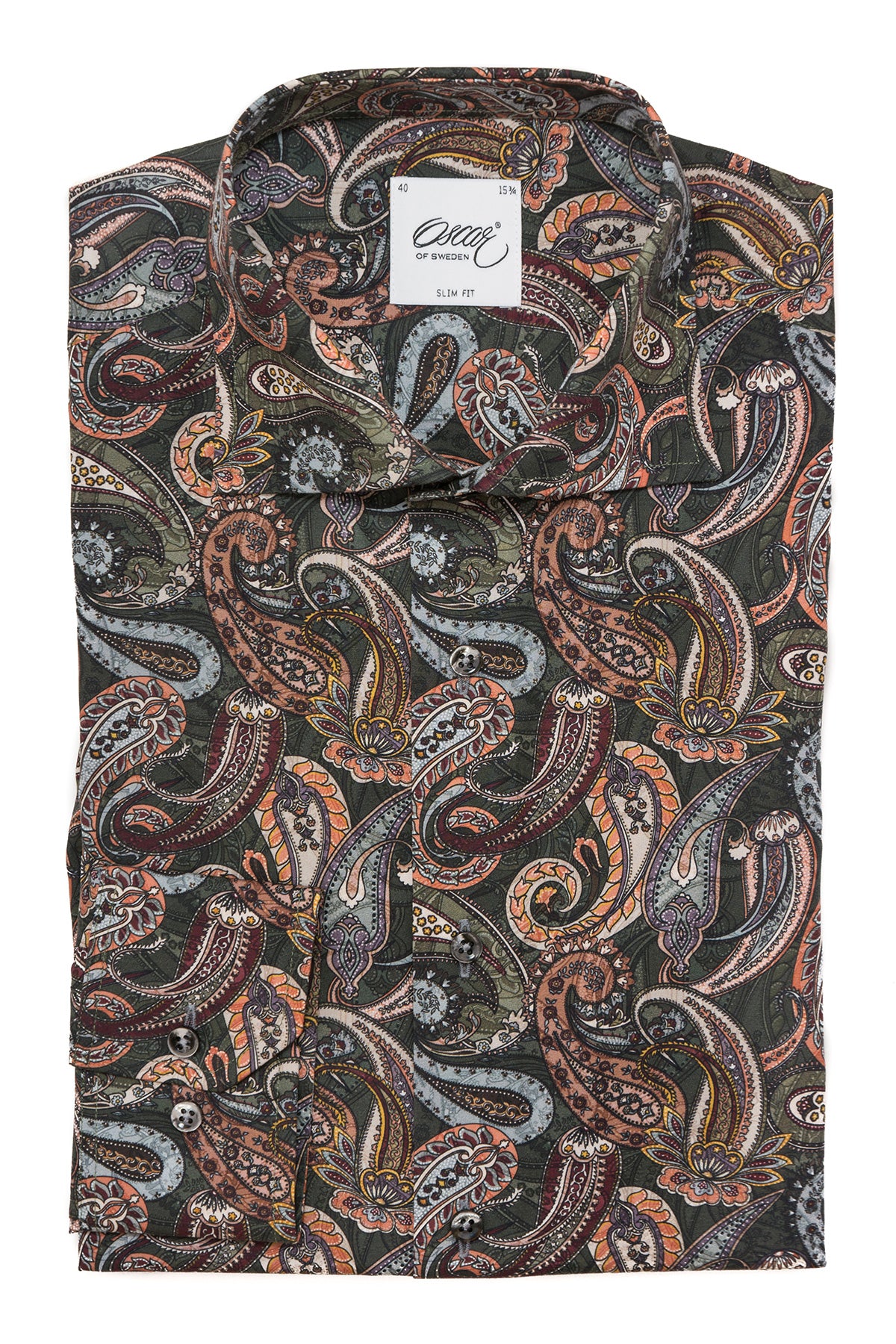 Green paisley printed slim fit shirt