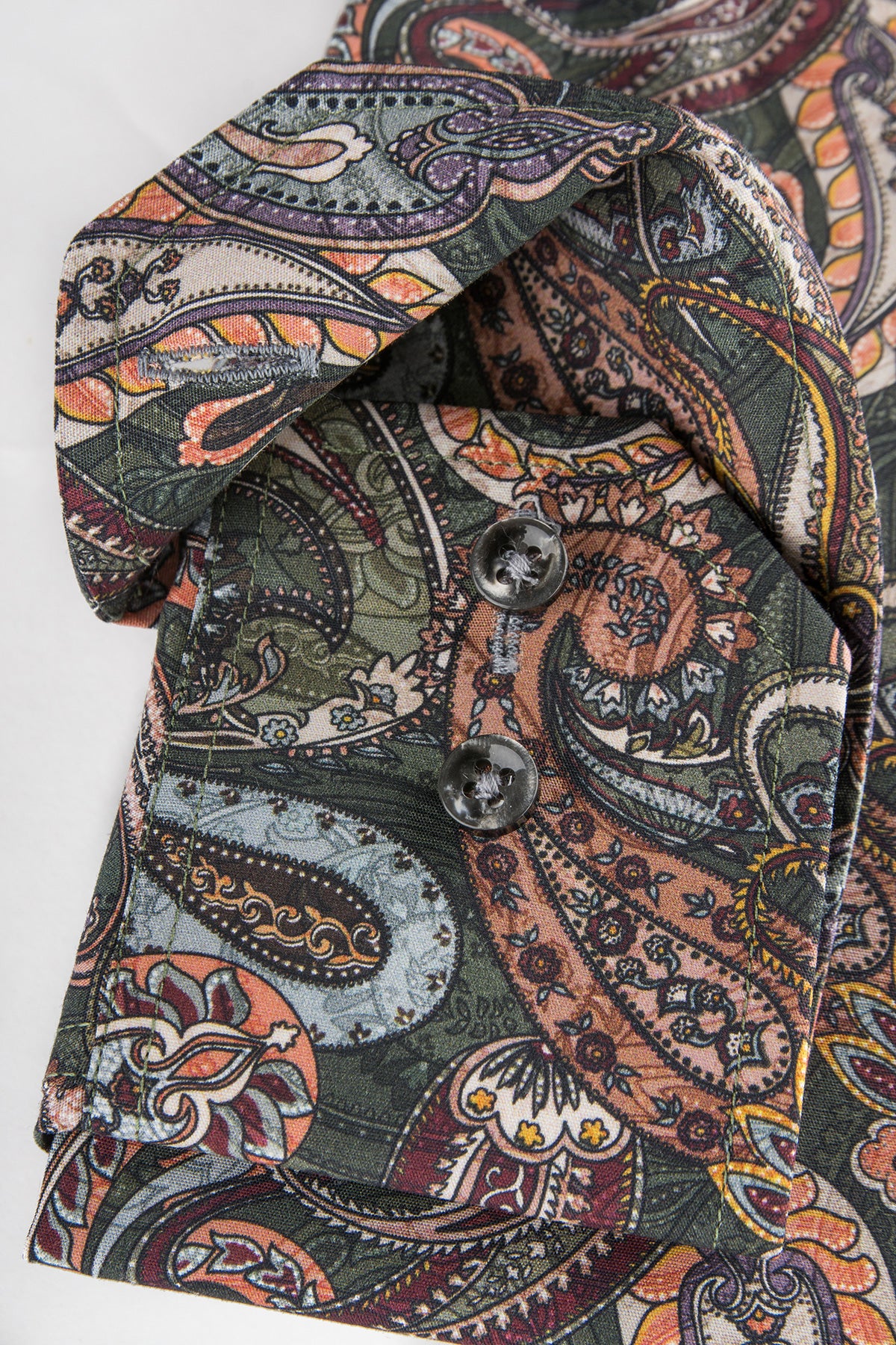 Green paisley printed slim fit shirt