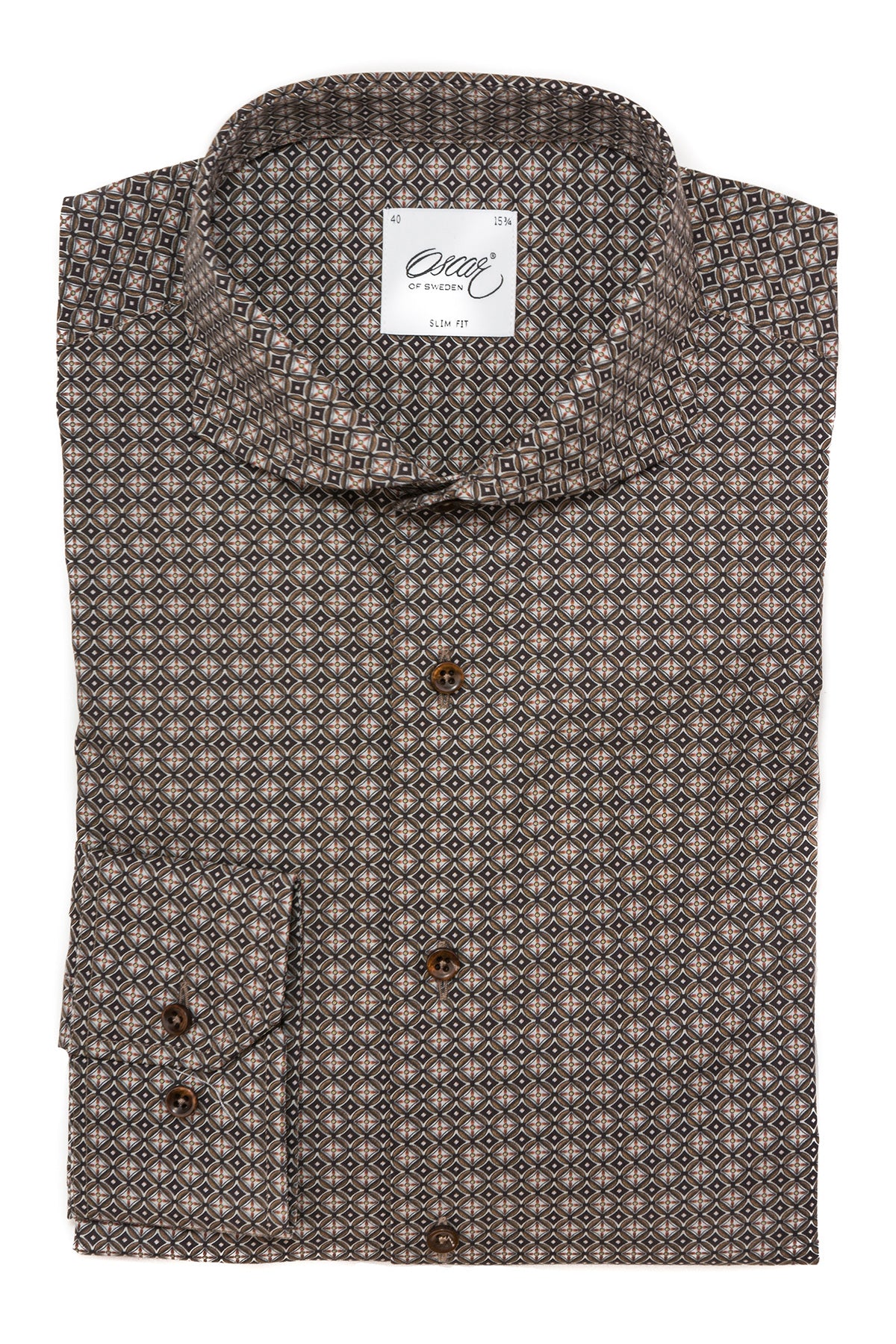 Brown printed slim fit shirt