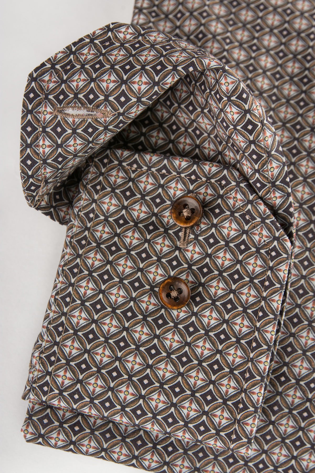 Brown printed slim fit shirt