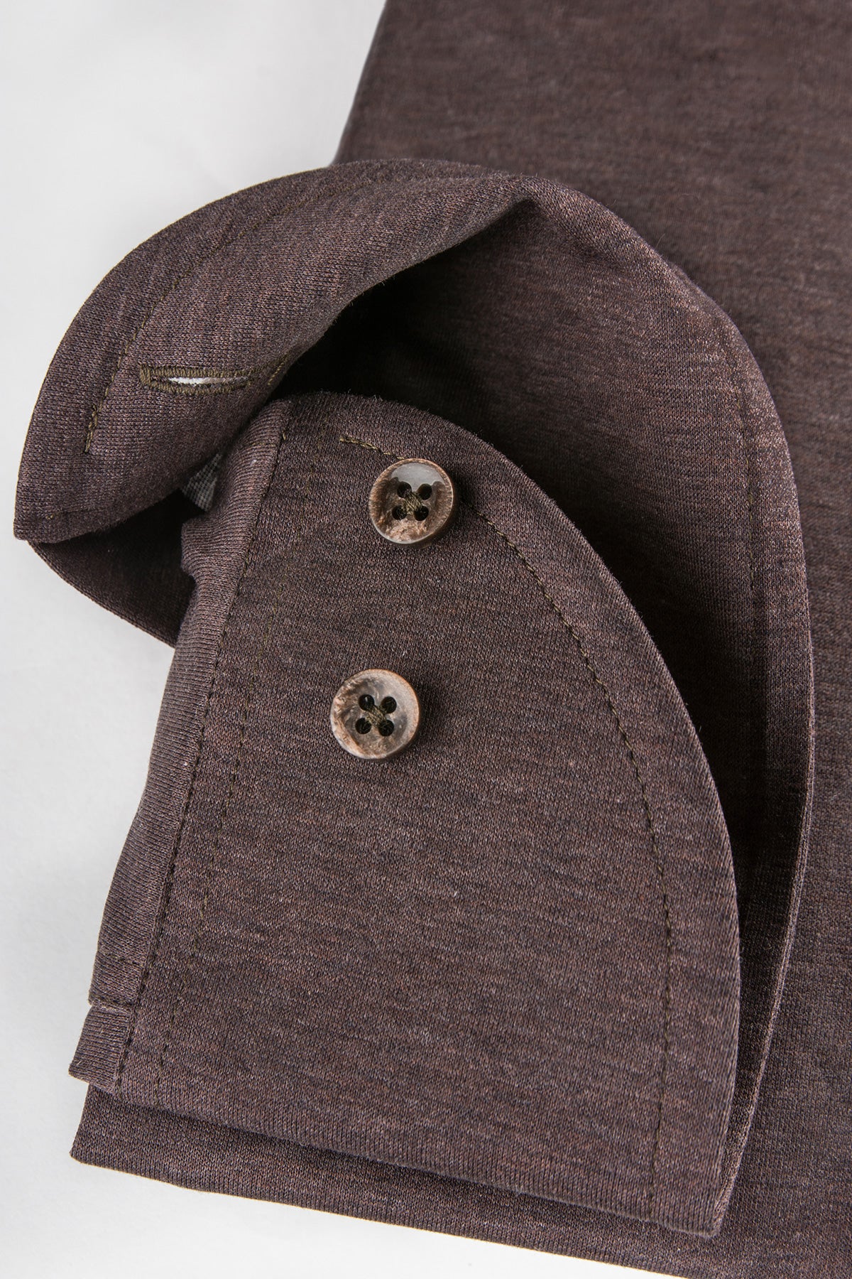Brown jersey stretch slim fit shirt