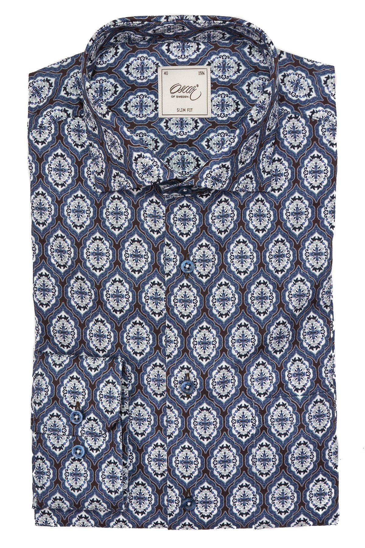 Blue printed regular fit shirt