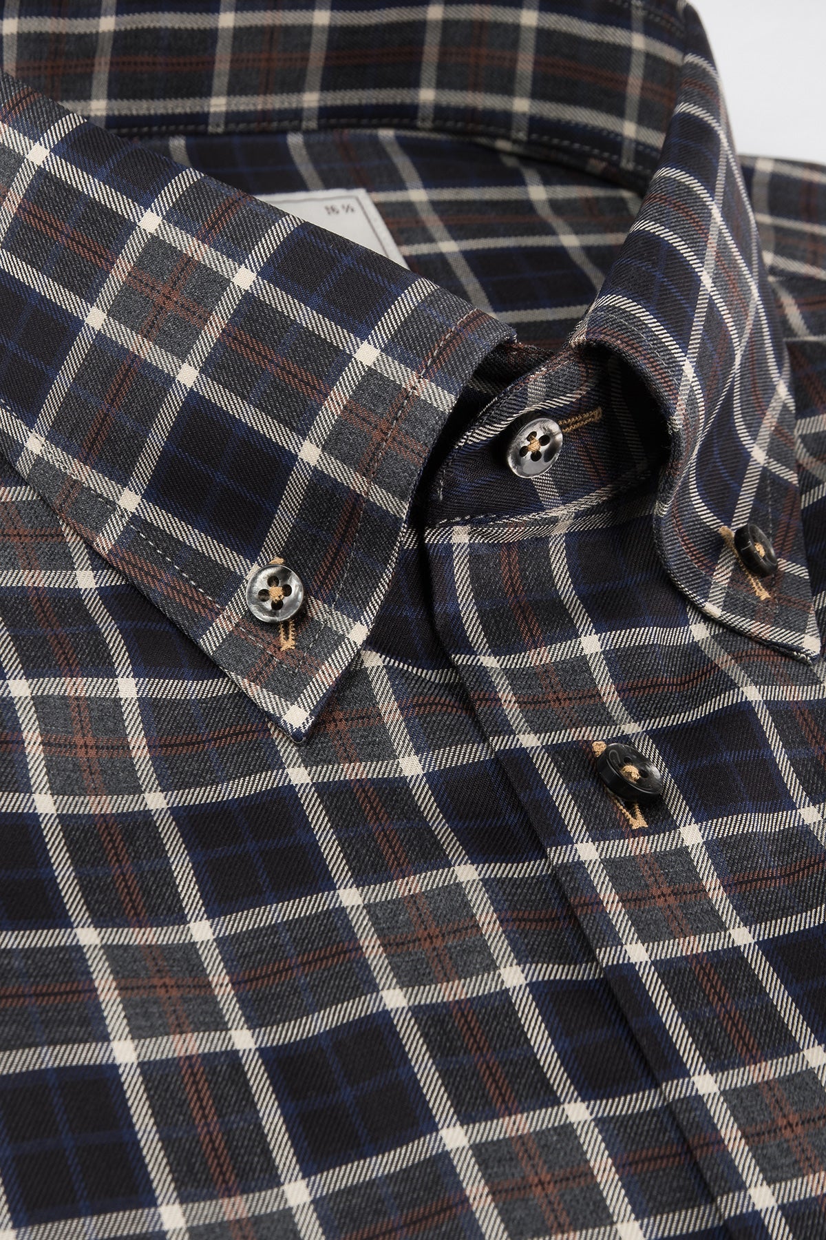 Black checked flannel button down regular fit shirt