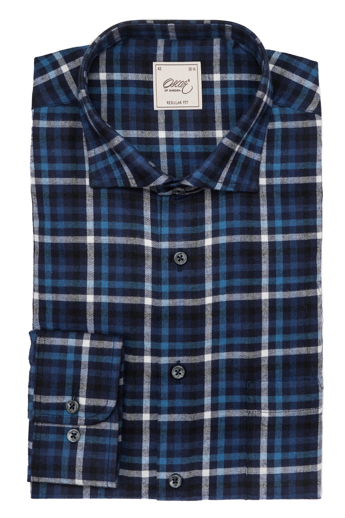Blue checked flannel regular fit shirt