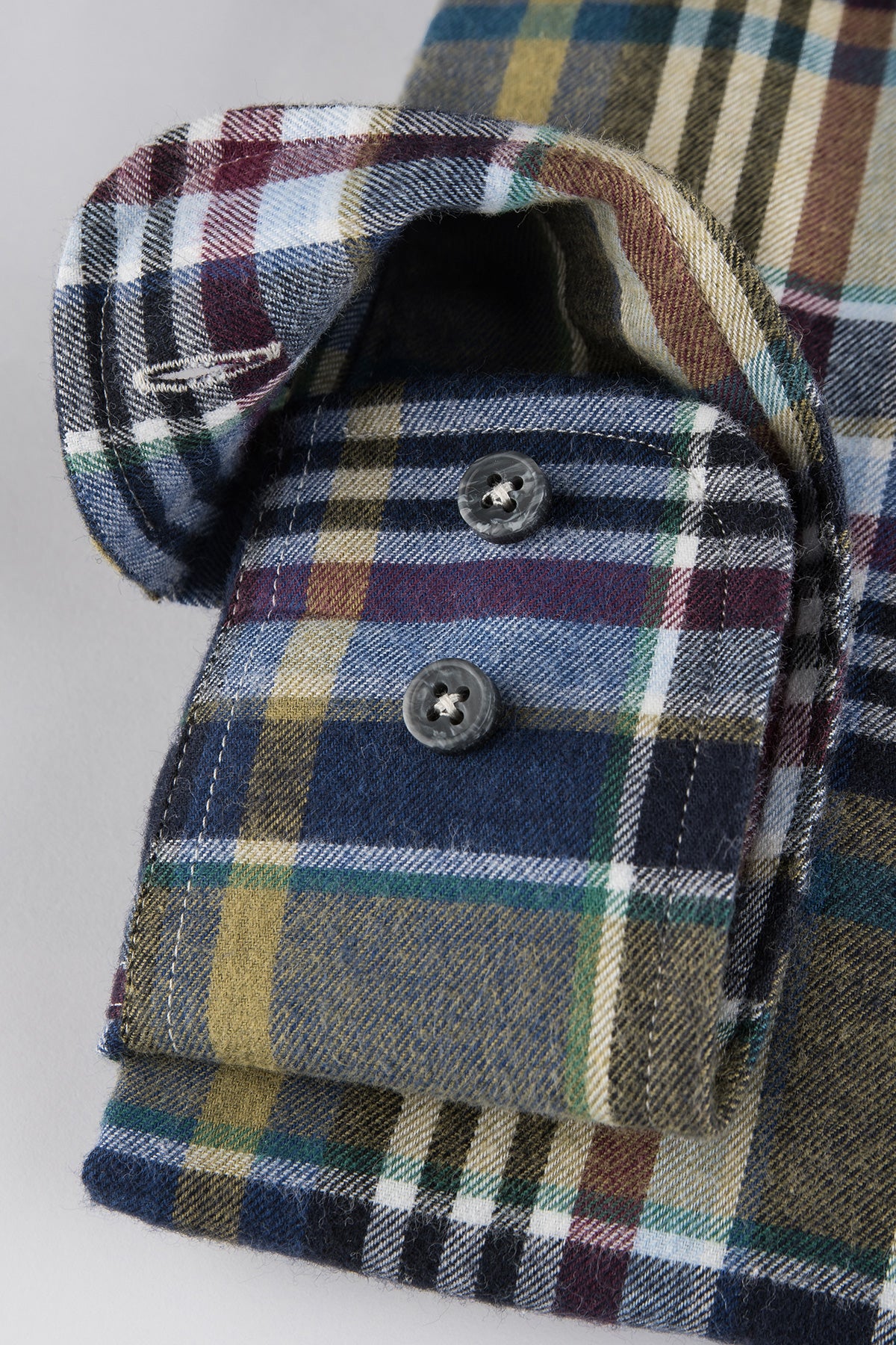 Green checked flannel button down regular fit shirt