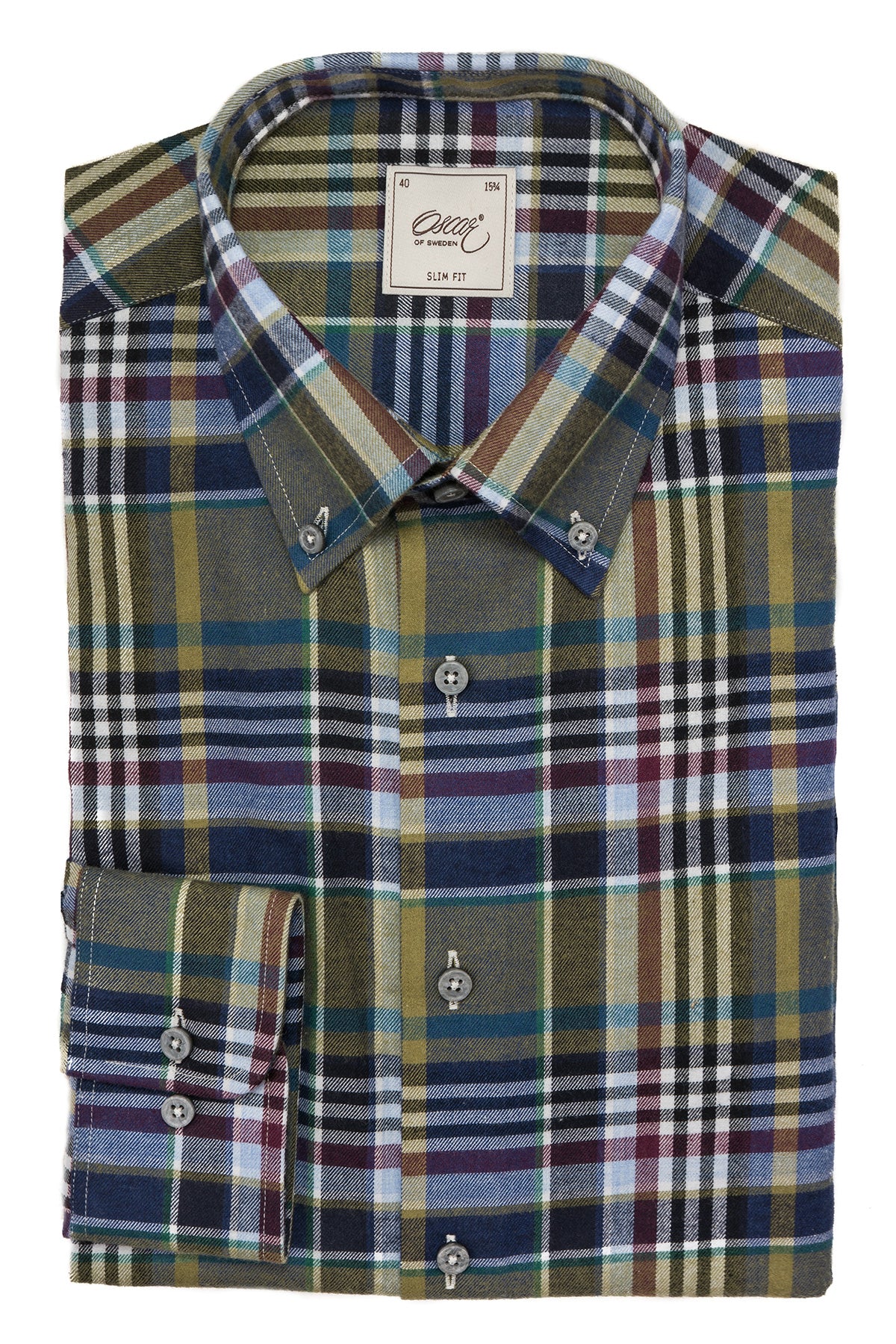 Green checked flannel shirt button down slim fit